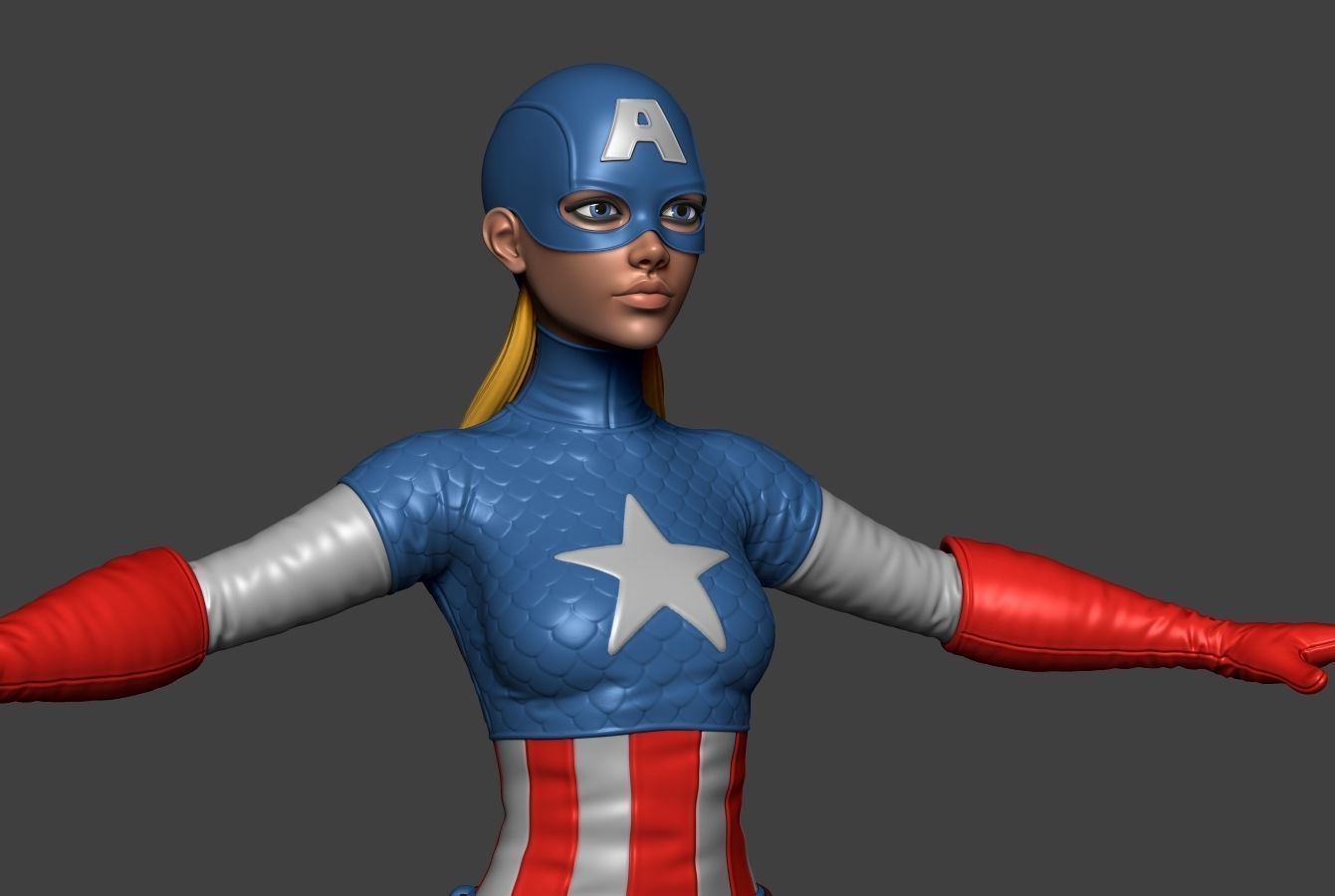 Captain America Lady 2 3D model_5