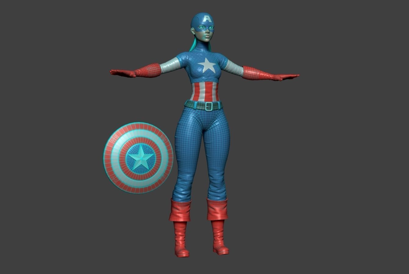 Captain America Lady 2 3D model_4