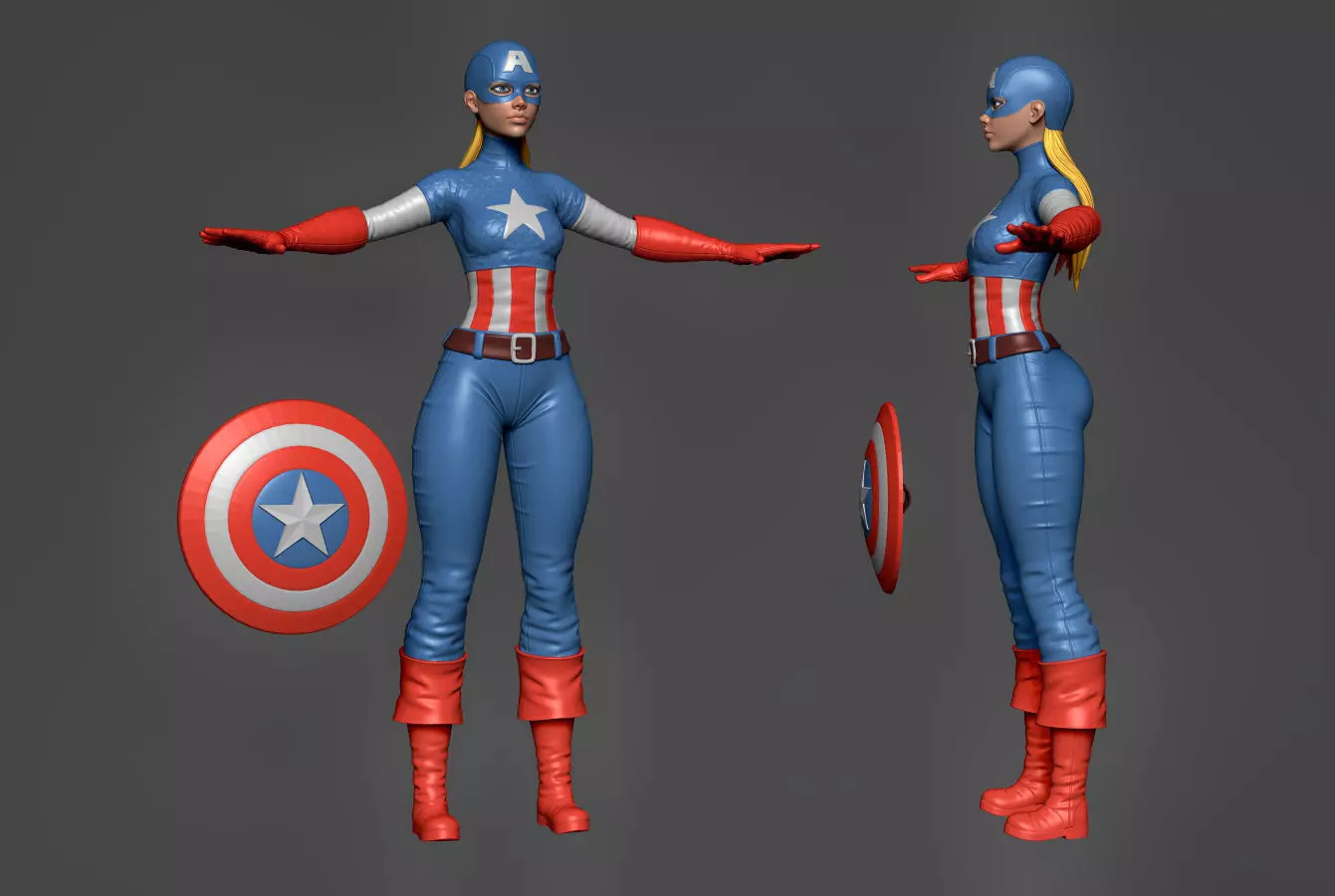 Captain America Lady 2 3D model_0