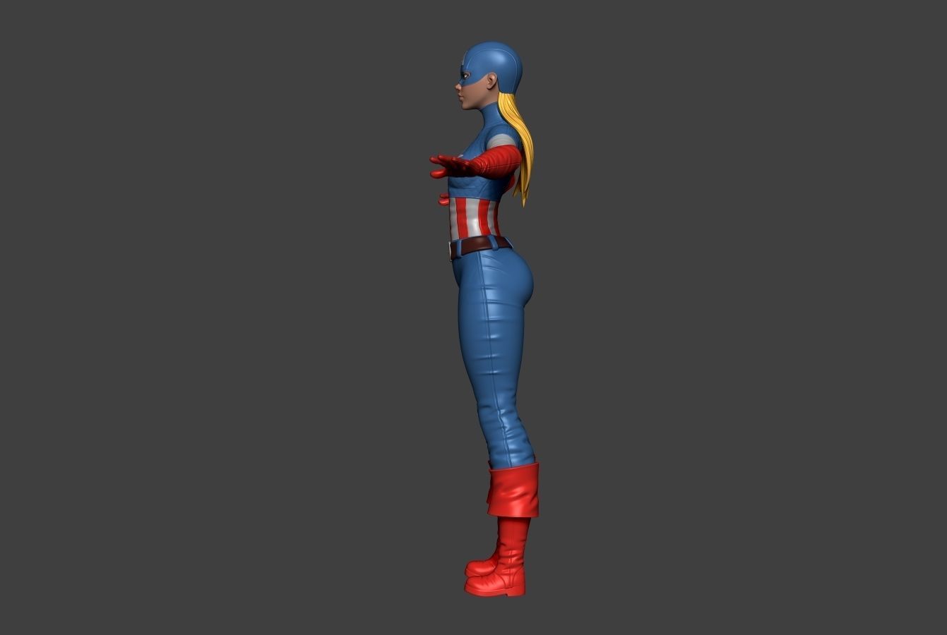 Captain America Lady 2 3D model_12