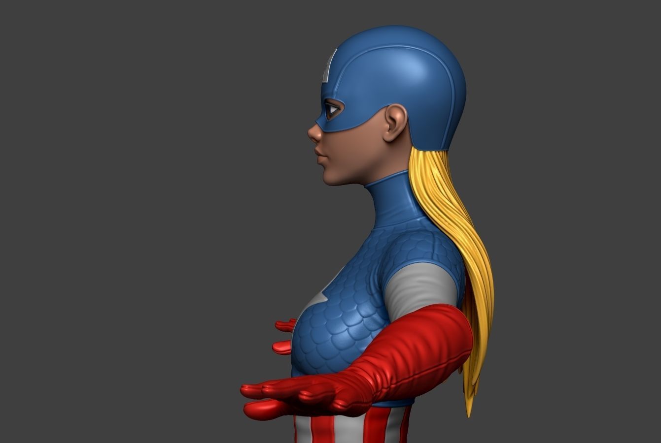 Captain America Lady 2 3D model_6