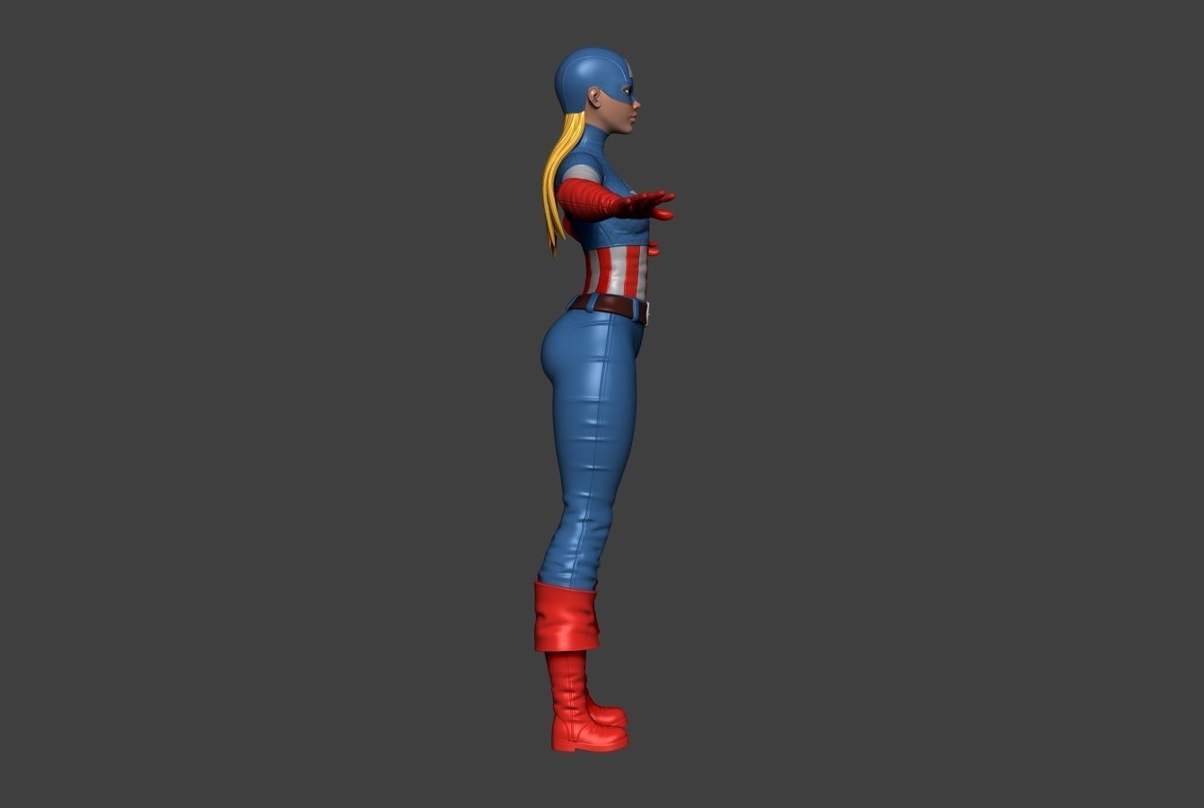 Captain America Lady 2 3D model_11