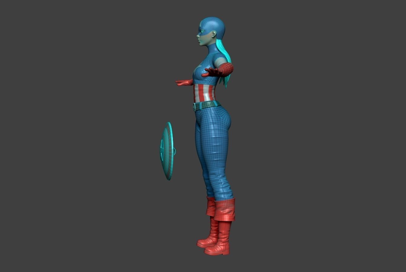 Captain America Lady 2 3D model_3