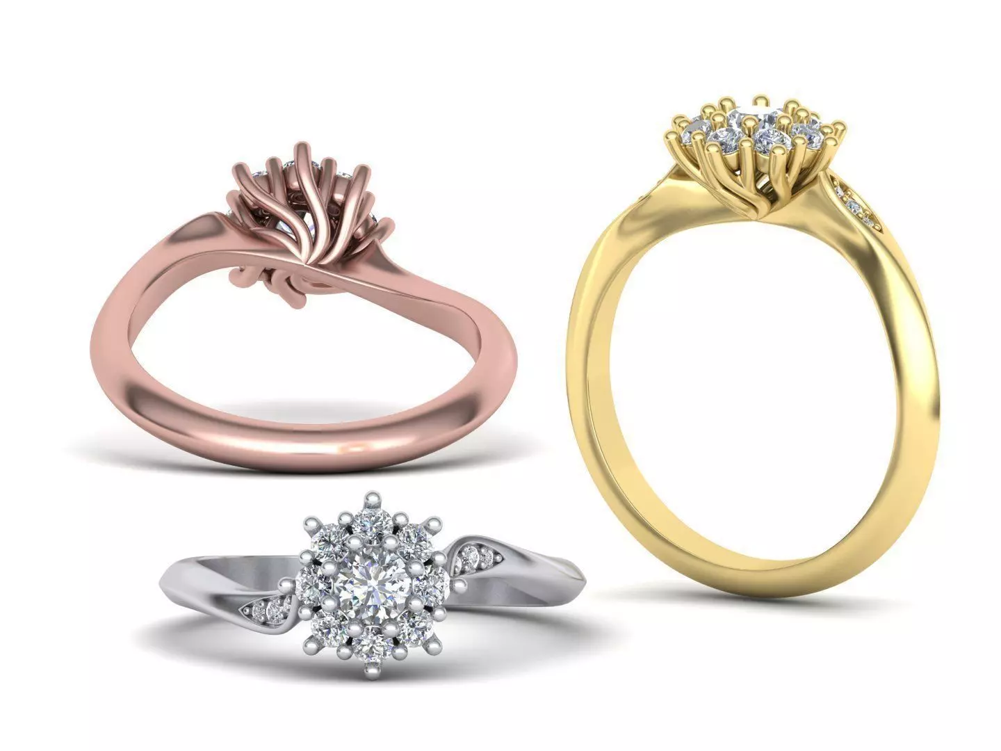 Own Design Paradise Diamond ring Diana ring style 0252 3D print model