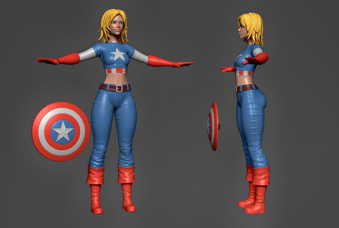 Captain America Lady 3 3D model