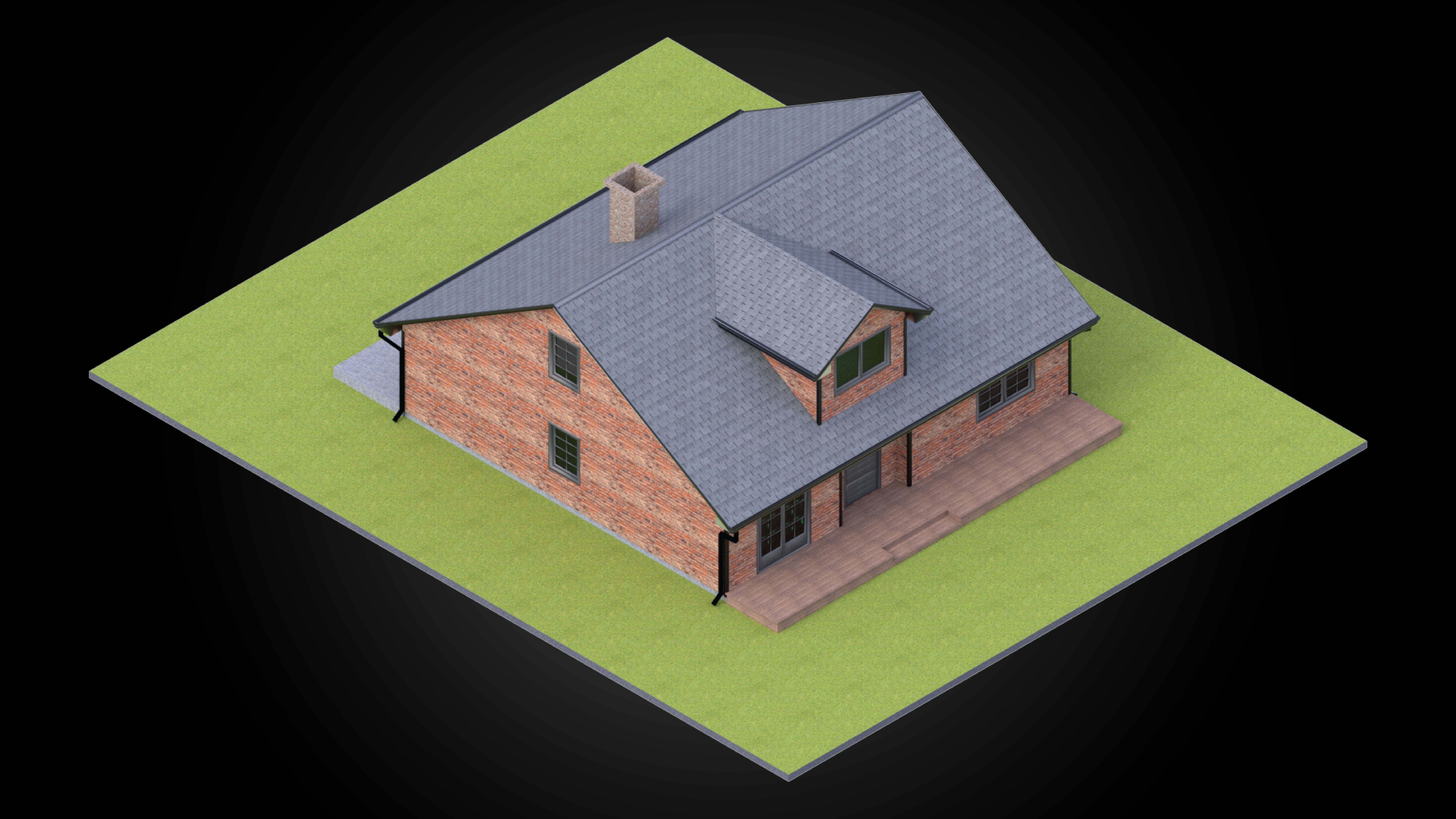 Residential style home fully modeled exterior architecture  3D model_1