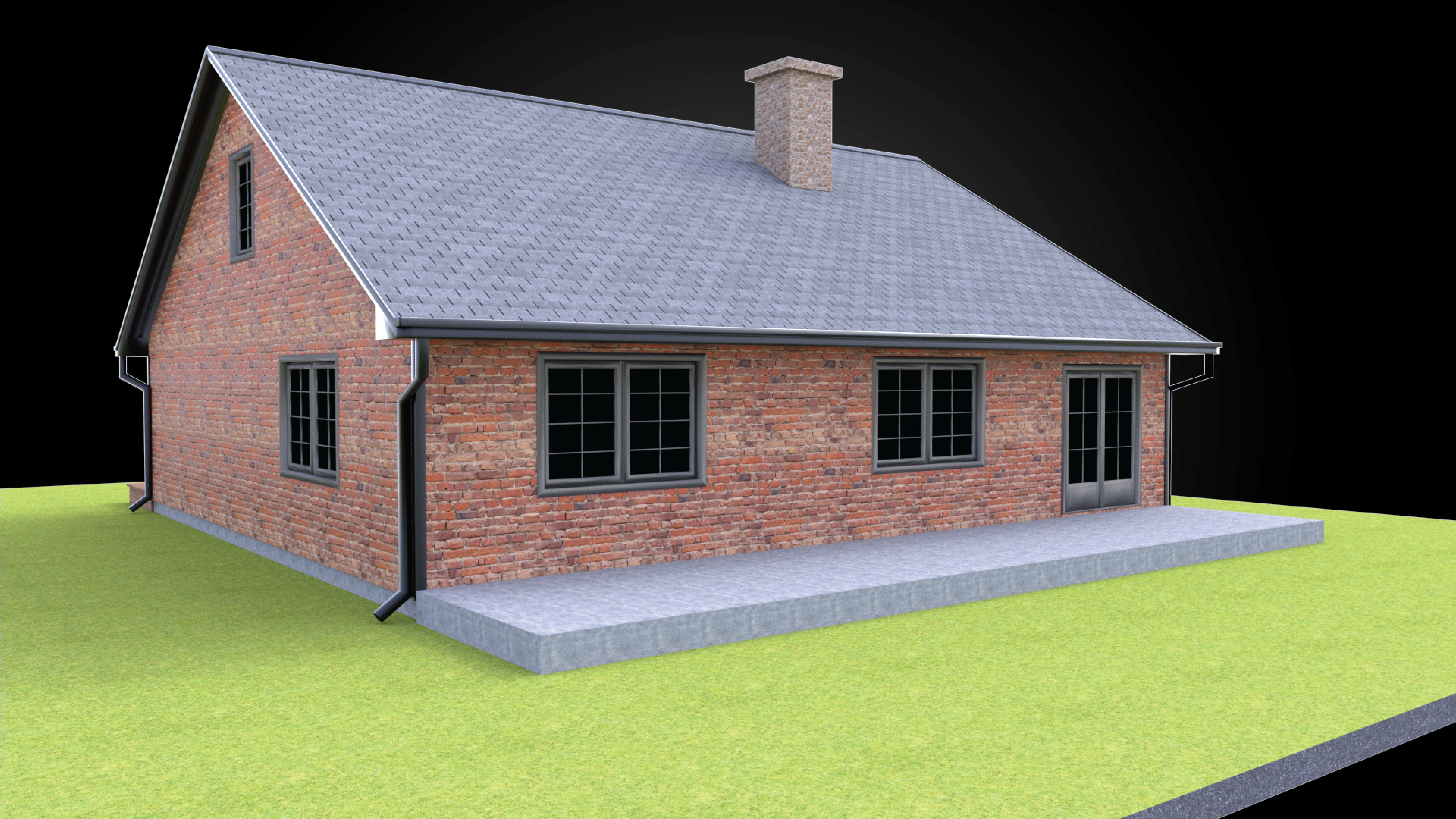 Residential style home fully modeled exterior architecture  3D model_5