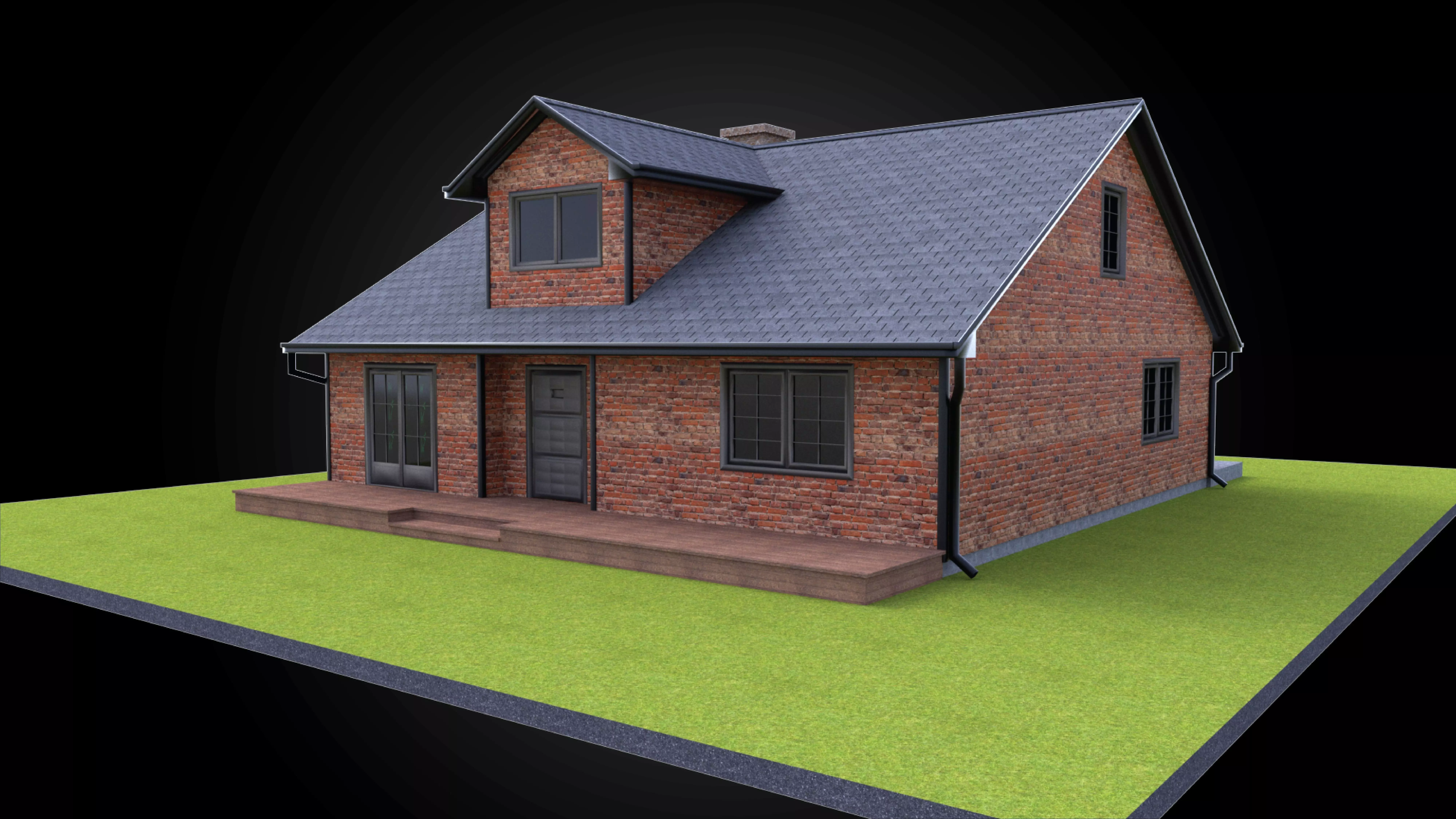 Residential style home fully modeled exterior architecture  3D model_0