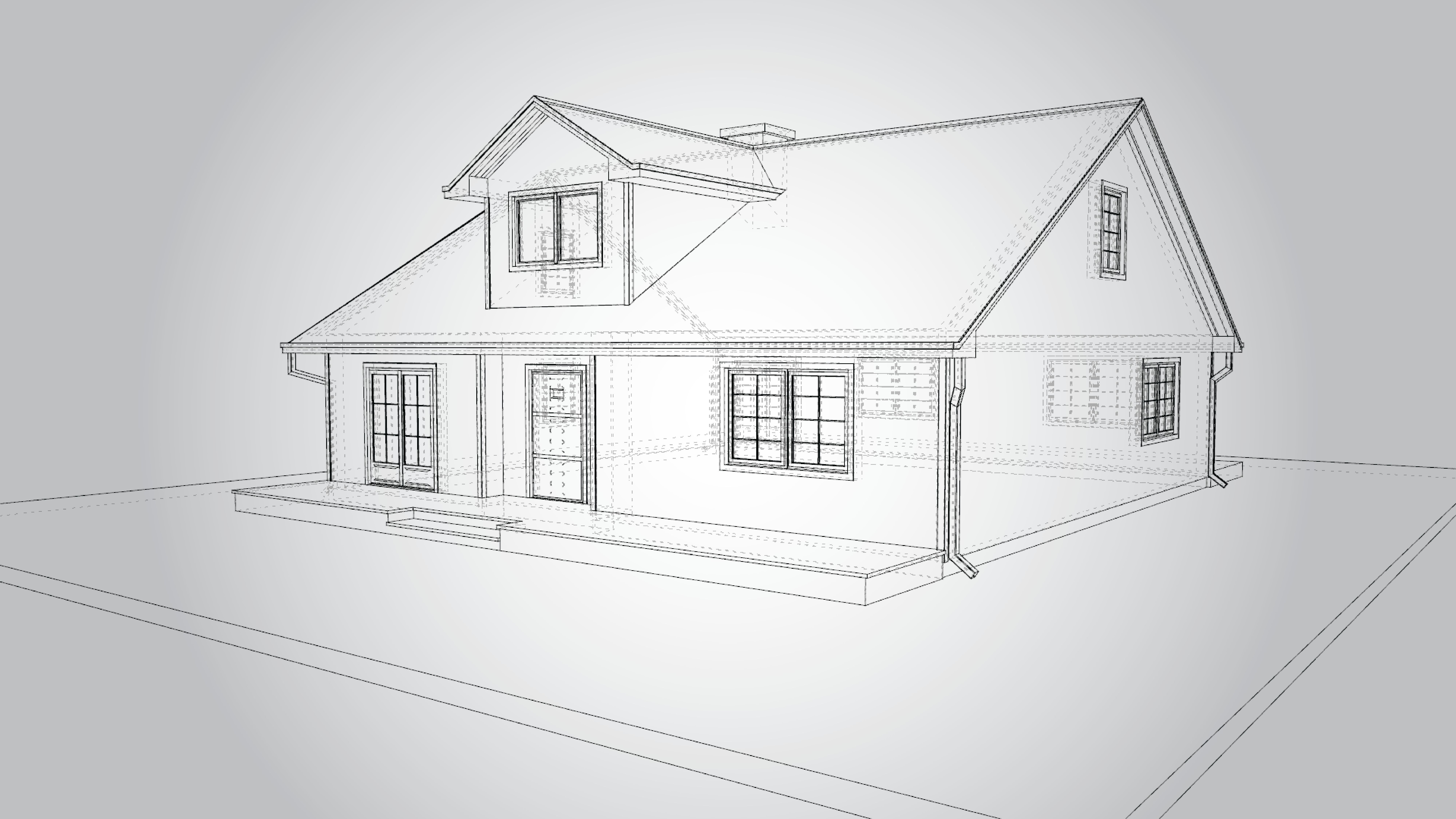 Residential style home fully modeled exterior architecture  3D model_7