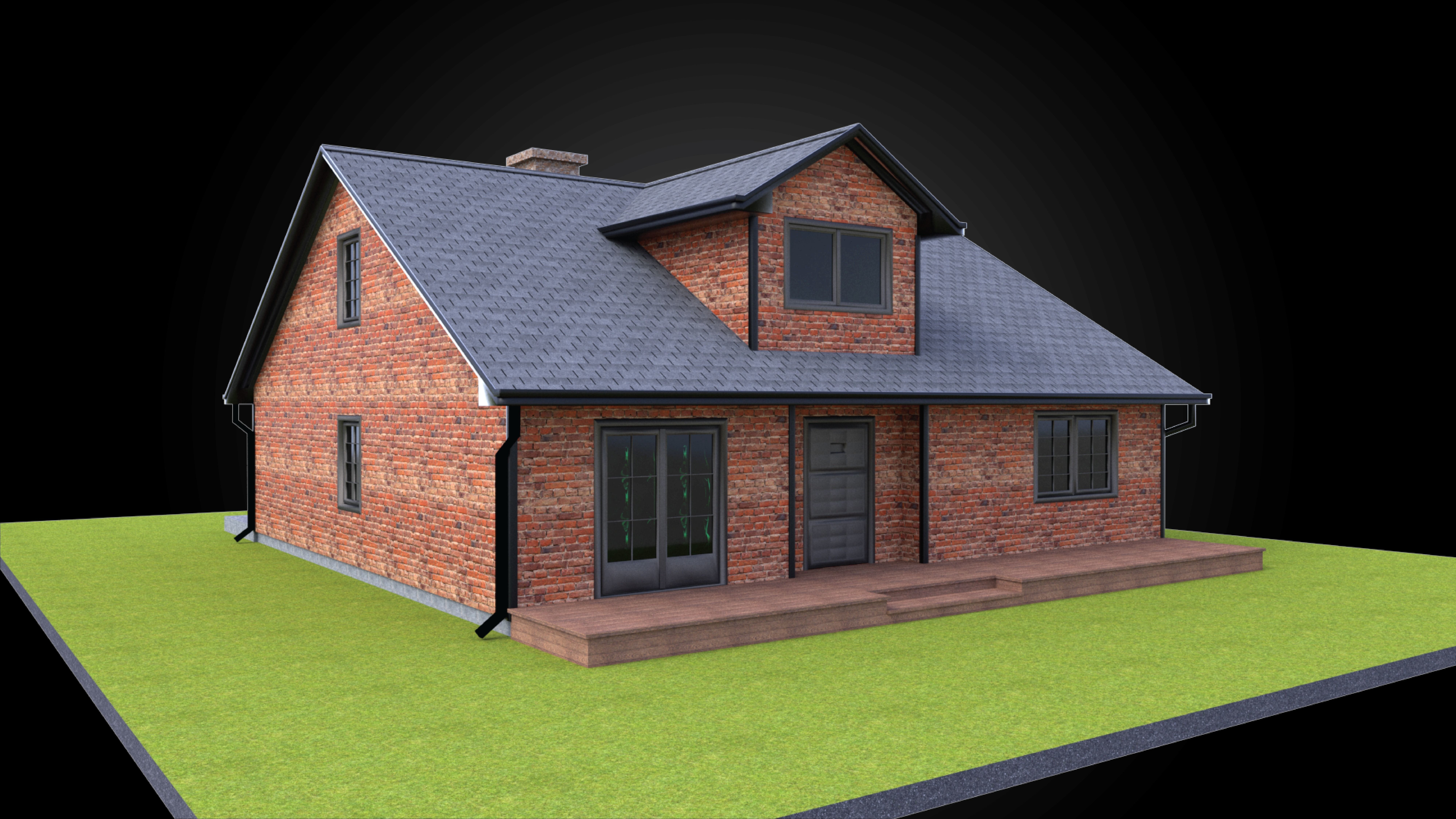 Residential style home fully modeled exterior architecture  3D model_3