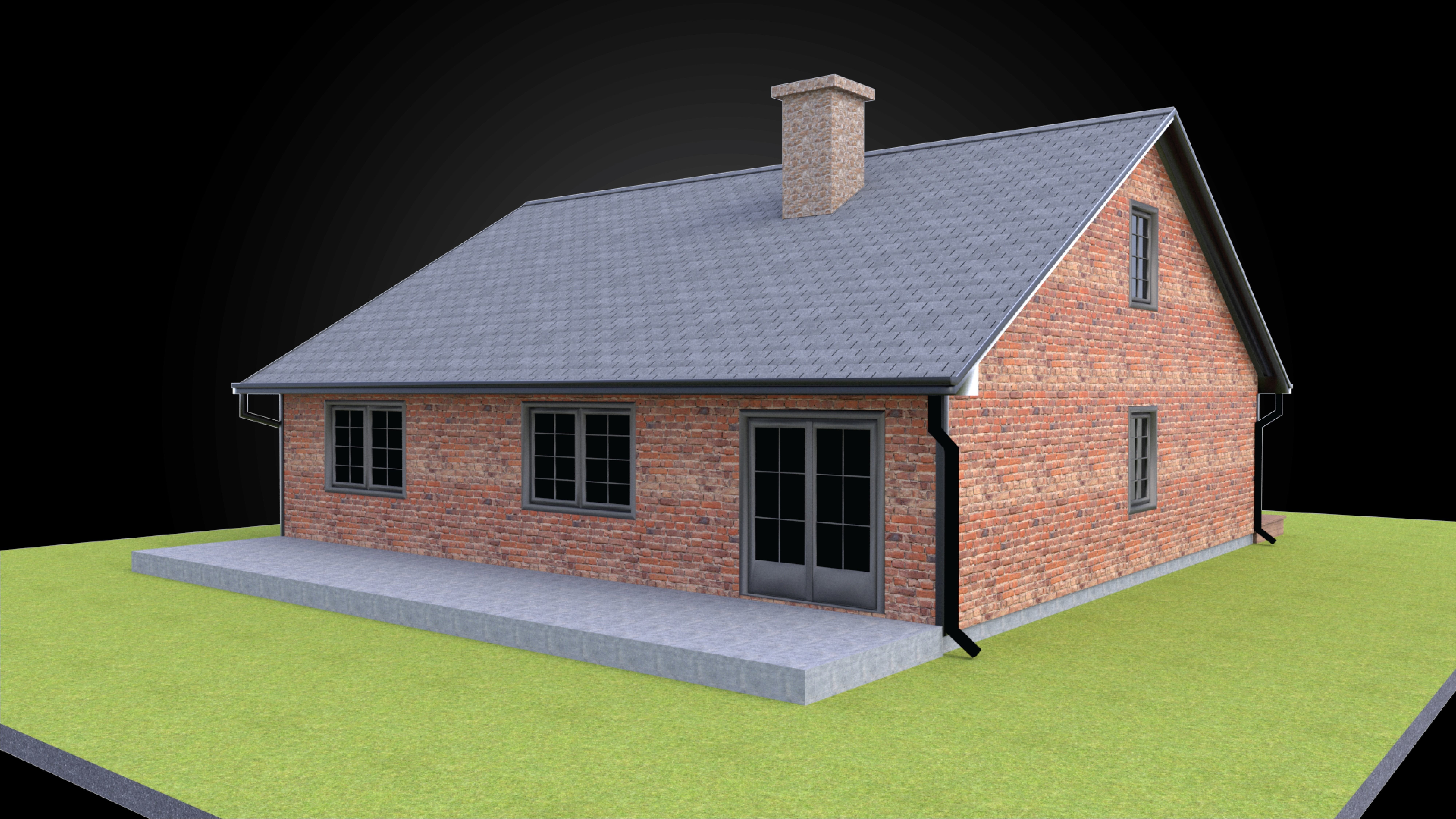 Residential style home fully modeled exterior architecture  3D model_2