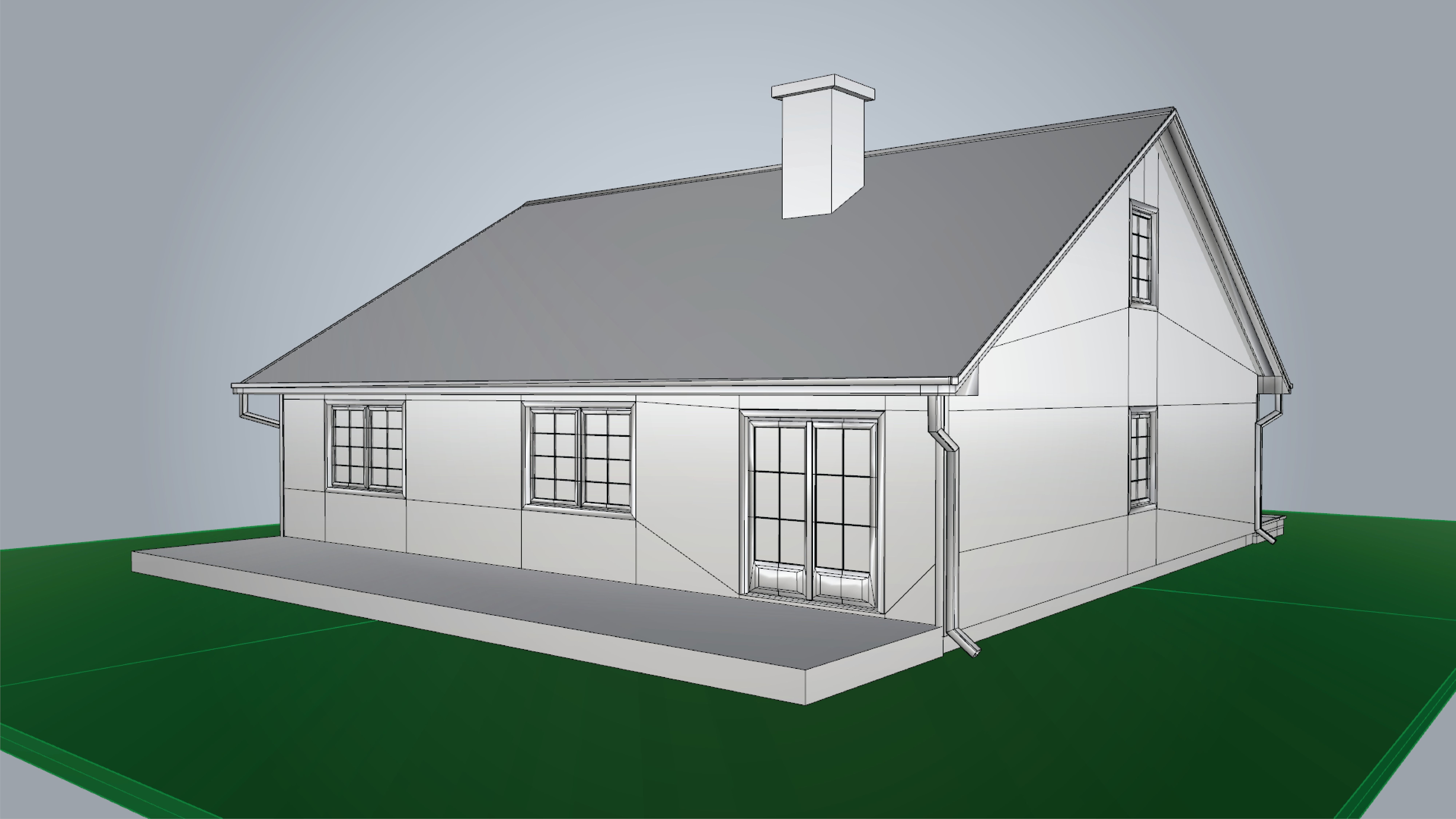 Residential style home fully modeled exterior architecture  3D model_11
