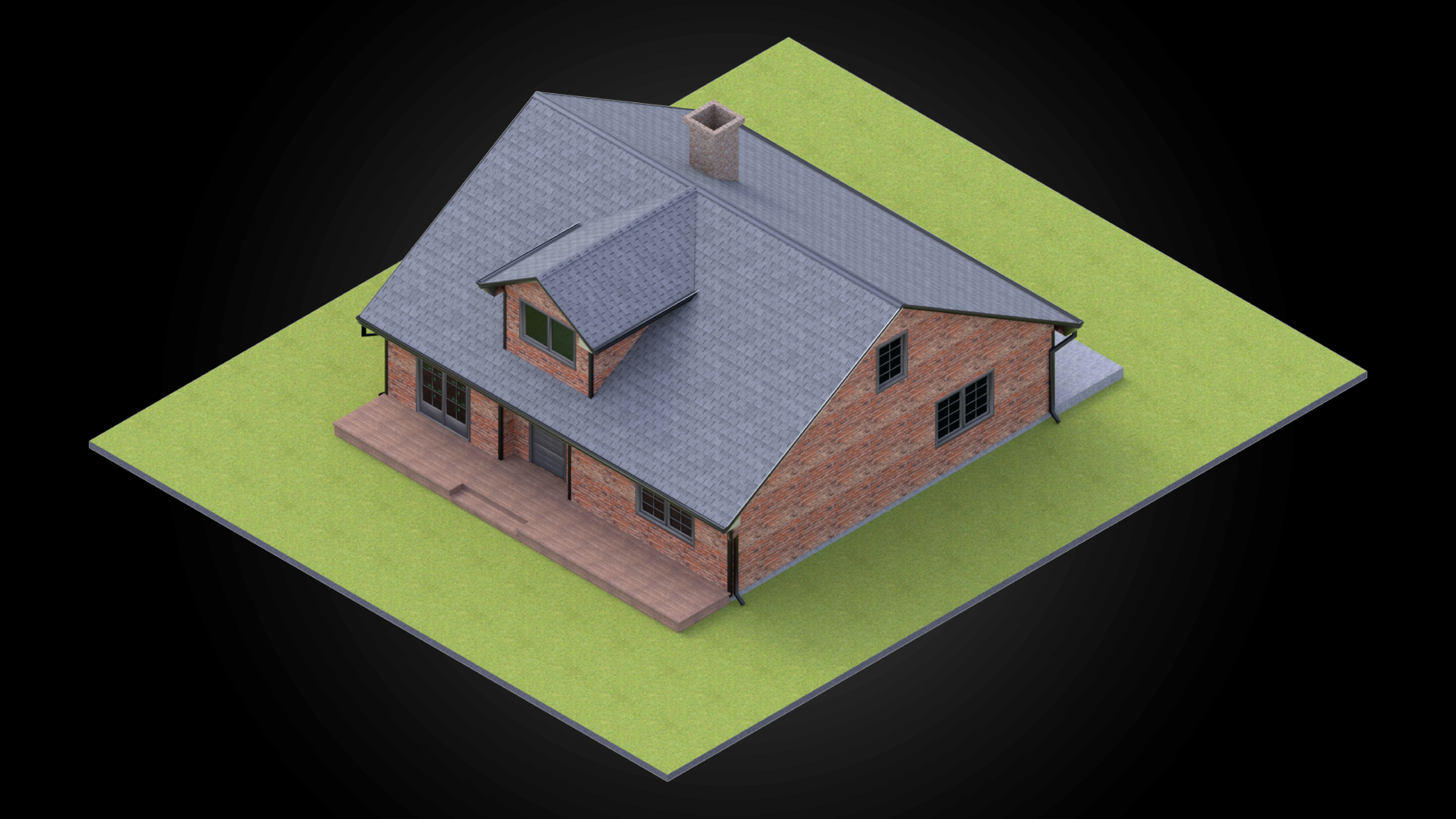 Residential style home fully modeled exterior architecture  3D model_6