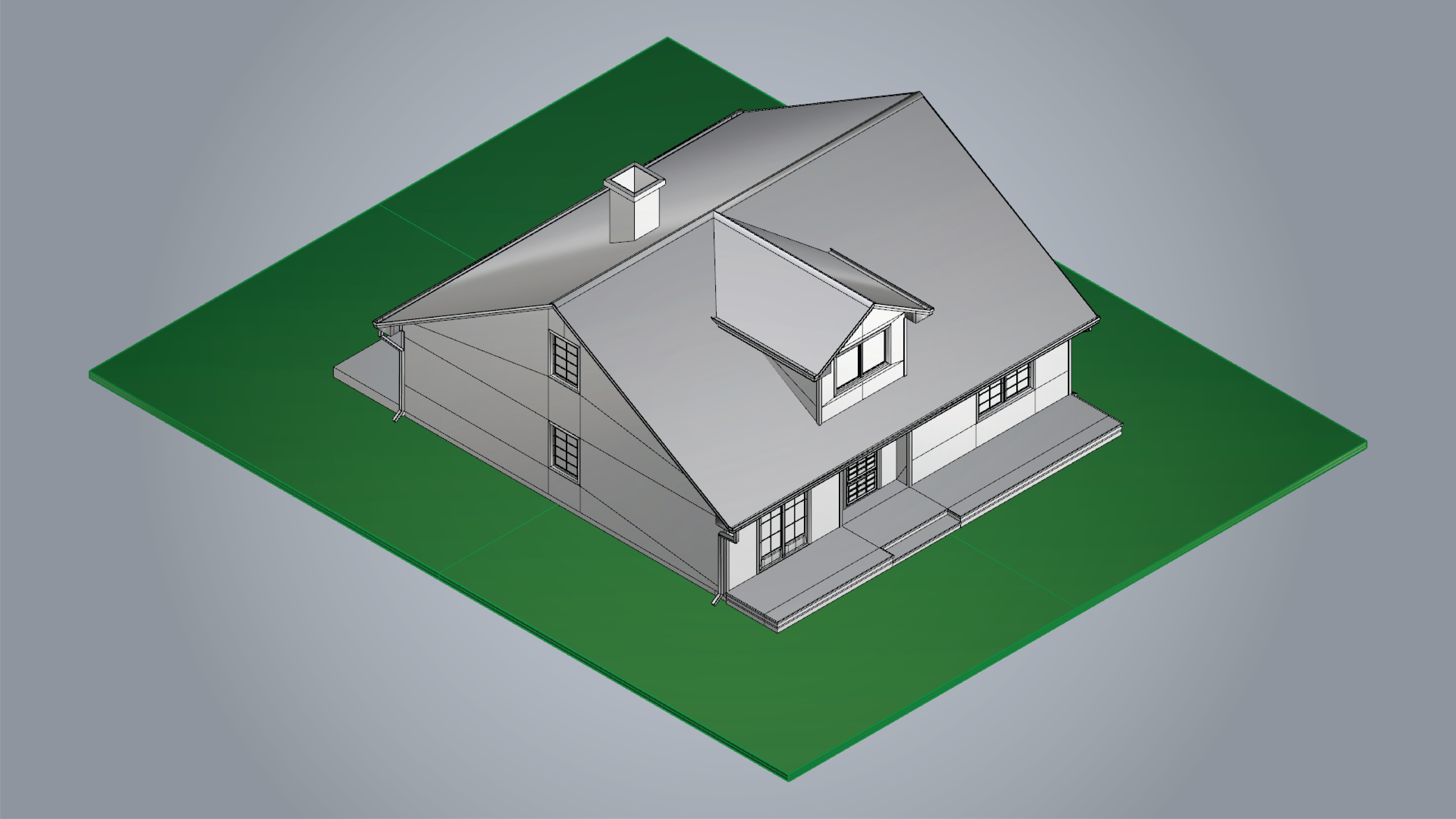 Residential style home fully modeled exterior architecture  3D model_10