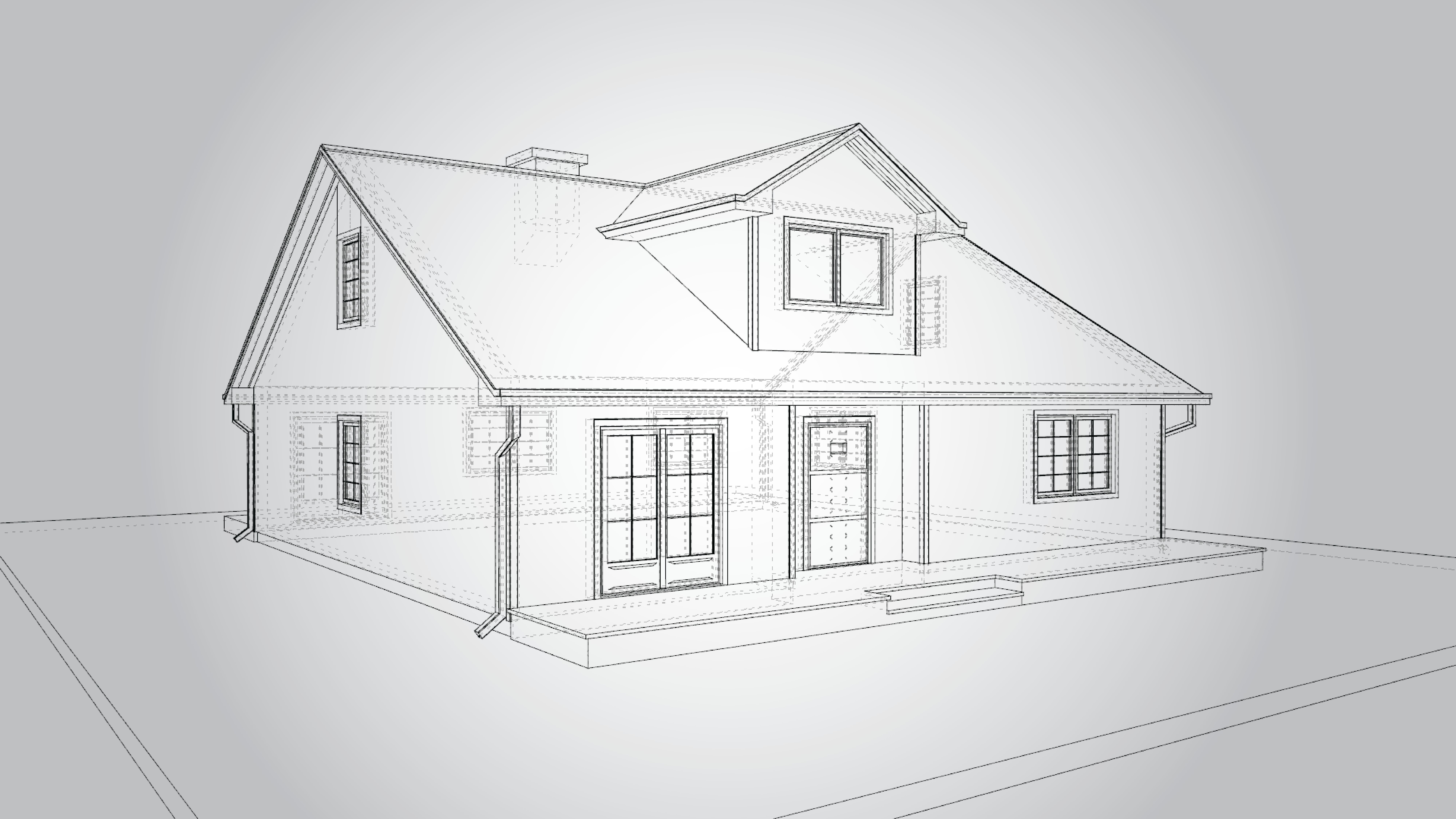 Residential style home fully modeled exterior architecture  3D model_9