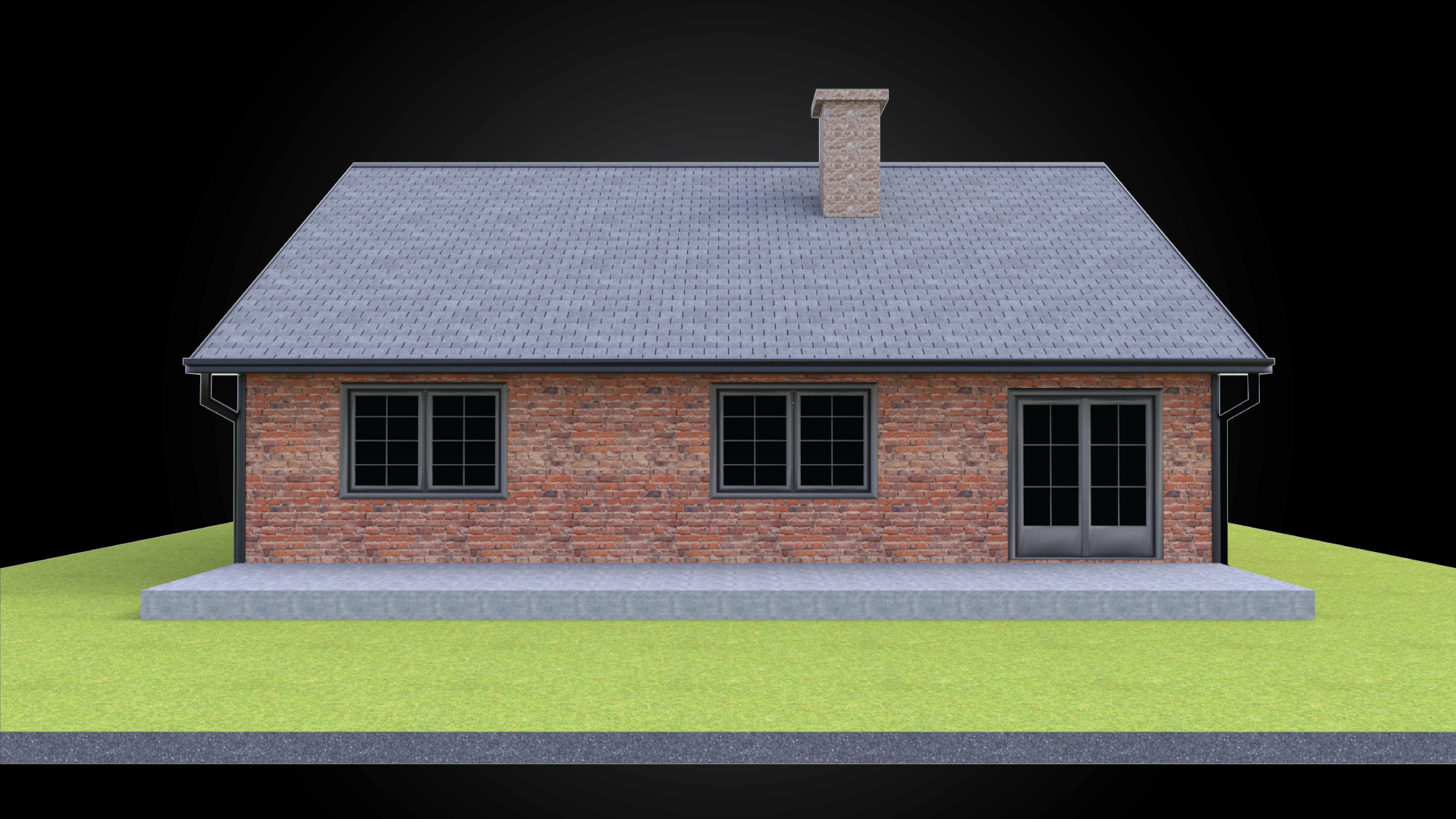 Residential style home fully modeled exterior architecture  3D model_4