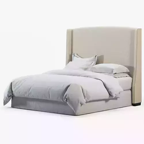 RH WARNER FABRIC HEADBOARD WITH NAILHEADS