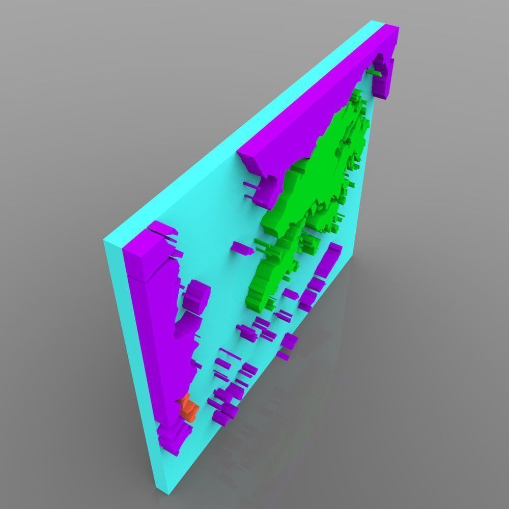Hong Kong with Macau Map in 3ds and obj format Low-poly 3D model_2
