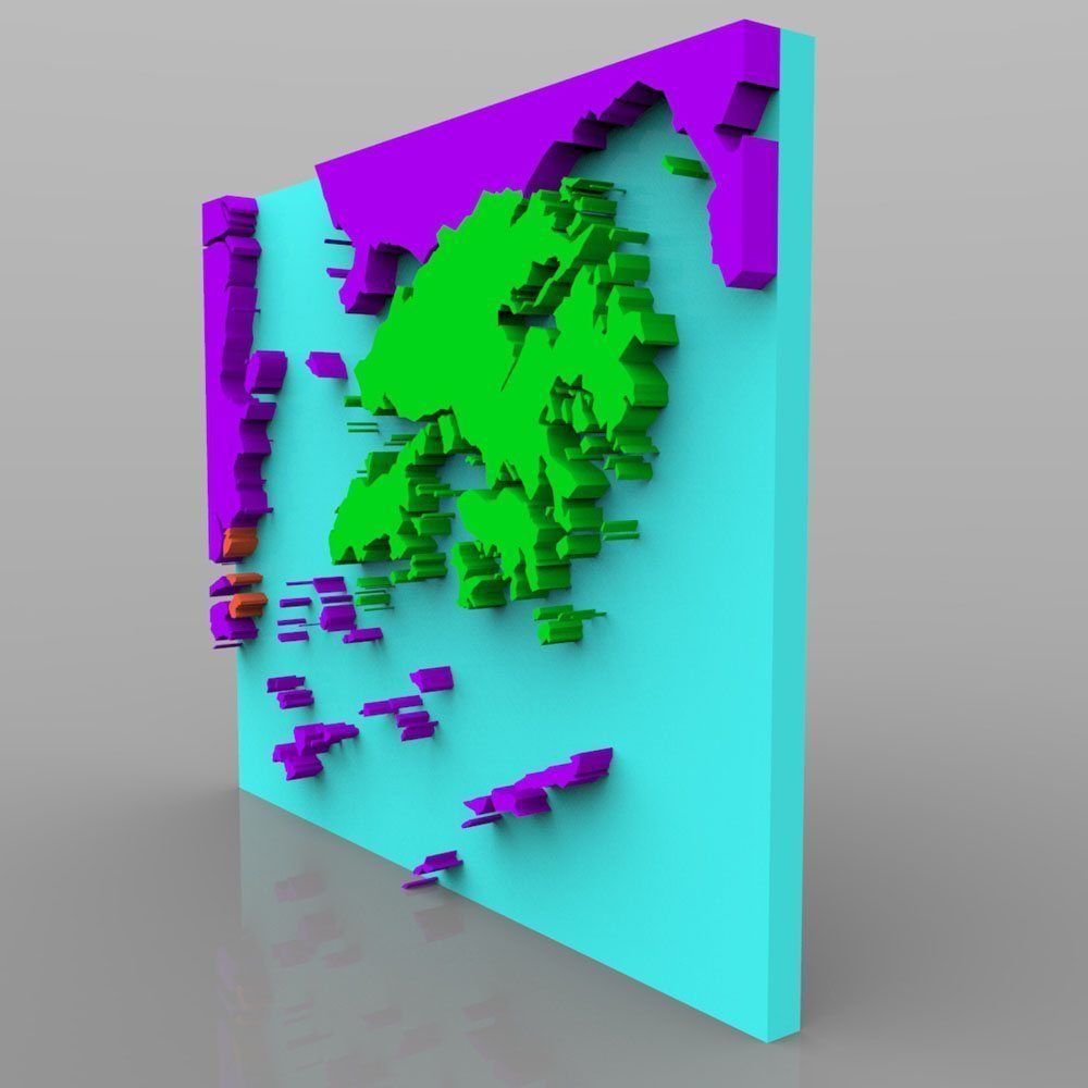 Hong Kong with Macau Map in 3ds and obj format Low-poly 3D model_3