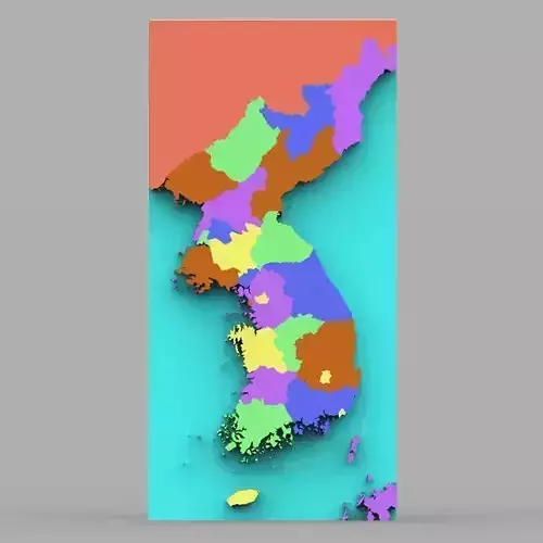 Korean Peninsula Map for 3ds and obj format