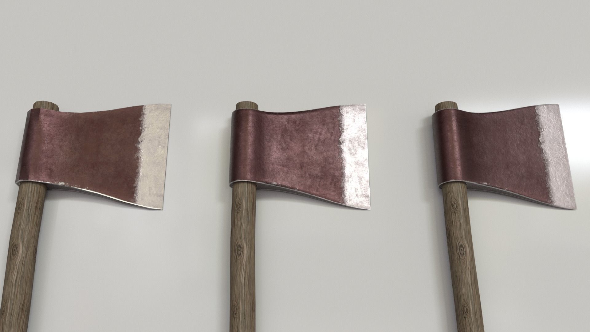 Wood Axe Set Low-poly 3D model_3