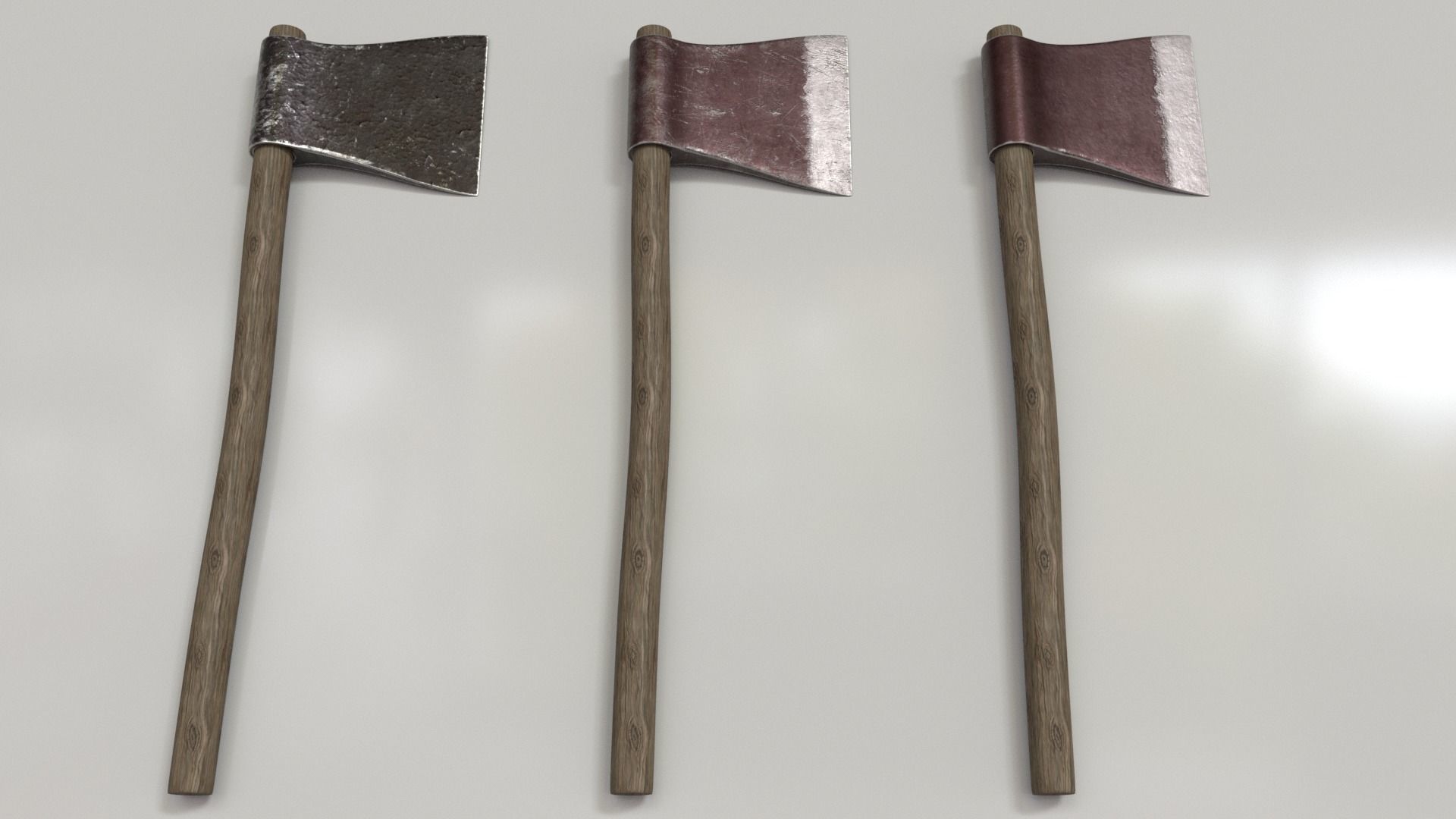 Wood Axe Set Low-poly 3D model_2