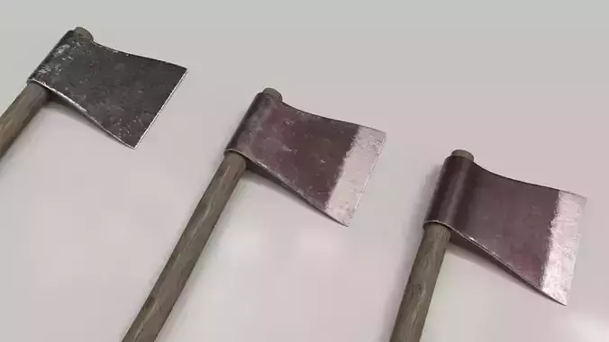 Wood Axe Set Low-poly 3D model