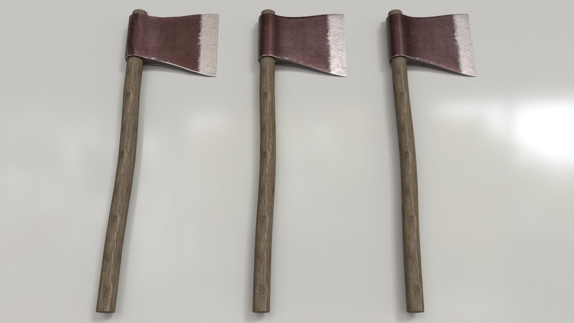 Wood Axe Set Low-poly 3D model_5