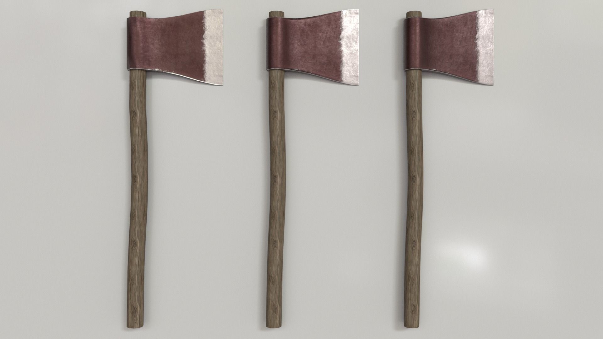 Wood Axe Set Low-poly 3D model_4