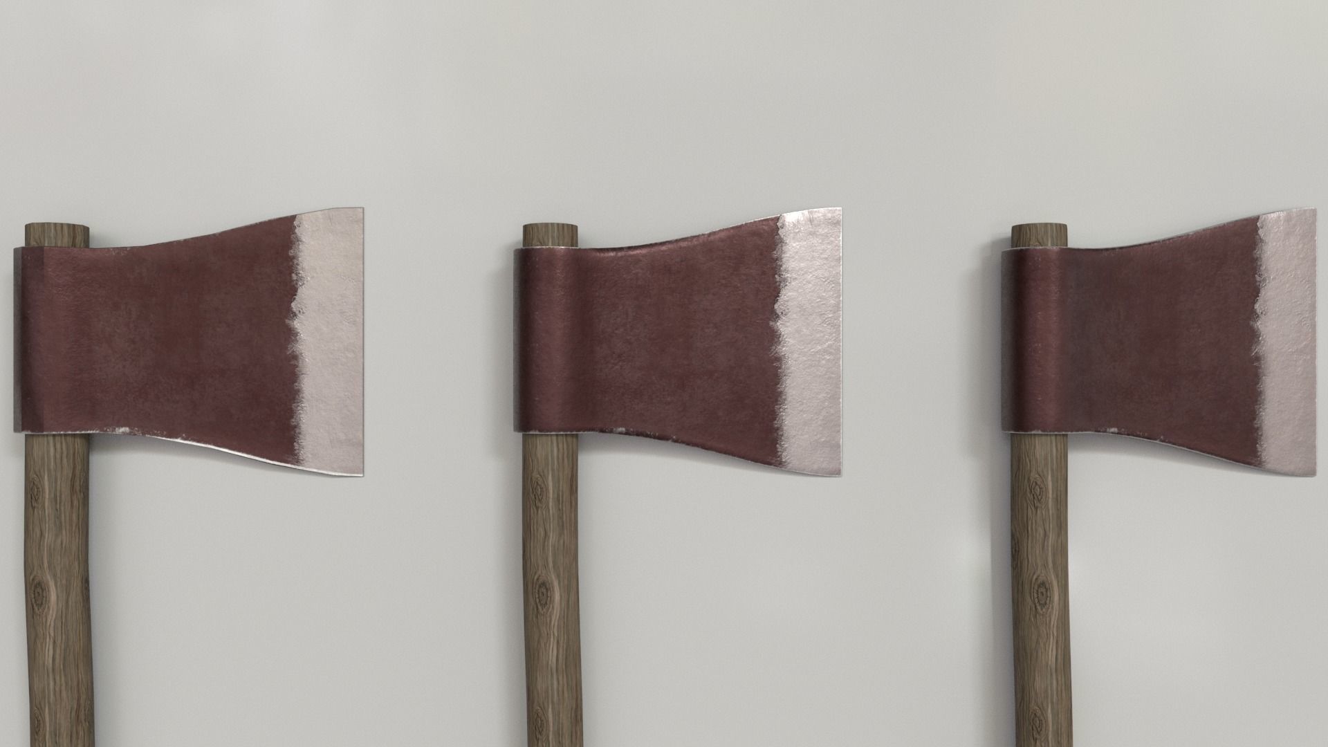 Wood Axe Set Low-poly 3D model_7