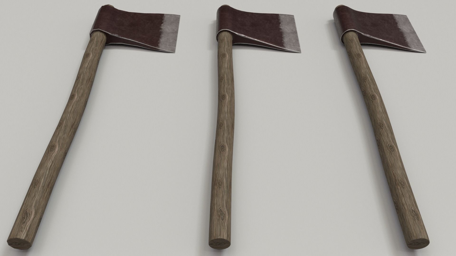 Wood Axe Set Low-poly 3D model_6