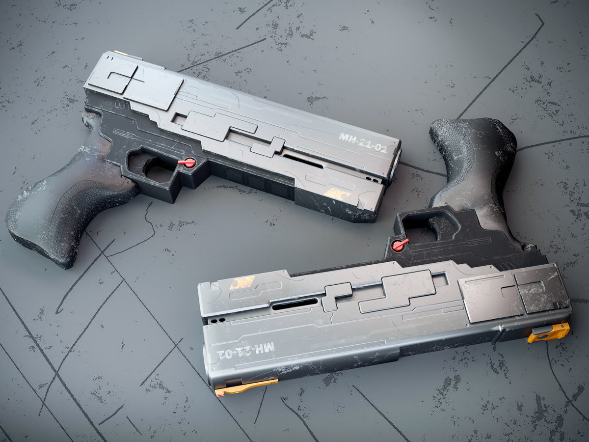 weapon concept Low-poly 3D model_4