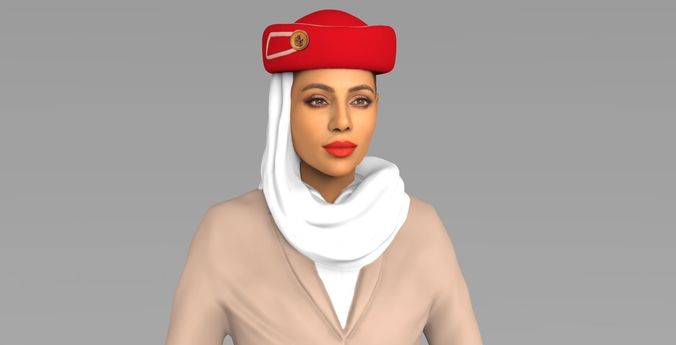 Emirates Airline Stewardess Highly Realistic 3D model