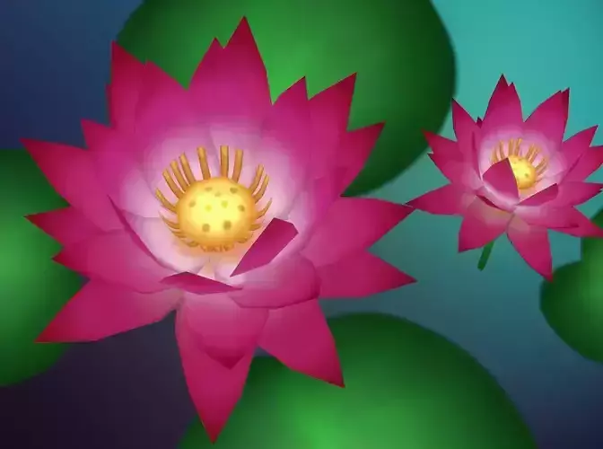 Lowpoly Handpainted lotus Plant
