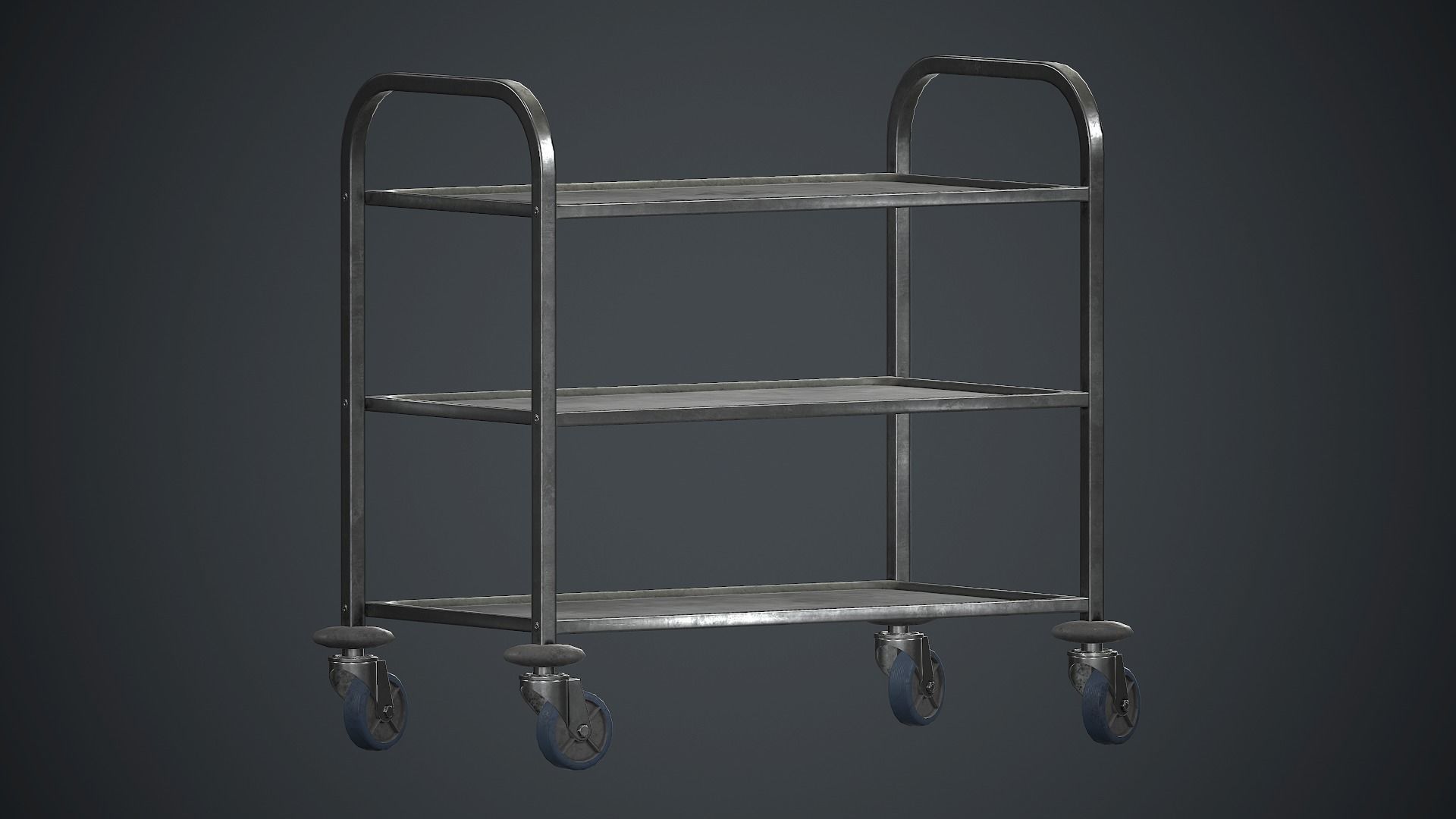 Industrial Tray Trolley 1 PBR Game Ready Low-poly 3D model_2
