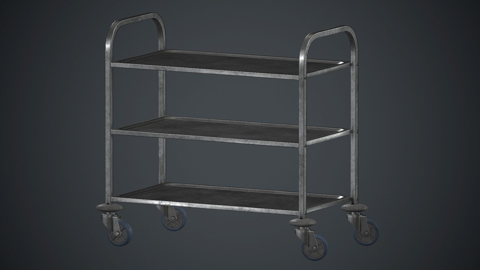 Industrial Tray Trolley 1 PBR Game Ready Low-poly 3D model_5