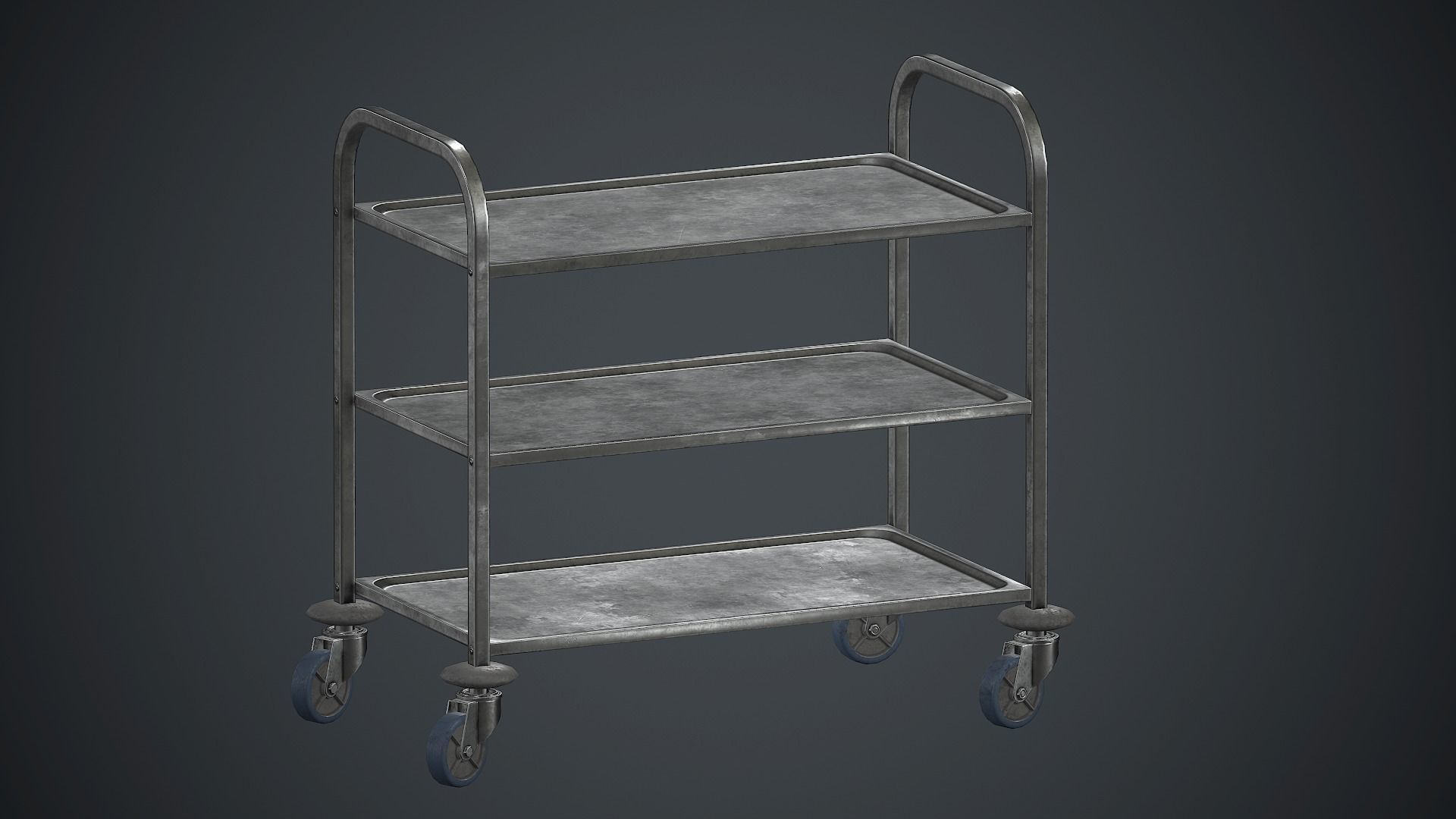 Industrial Tray Trolley 1 PBR Game Ready Low-poly 3D model_1