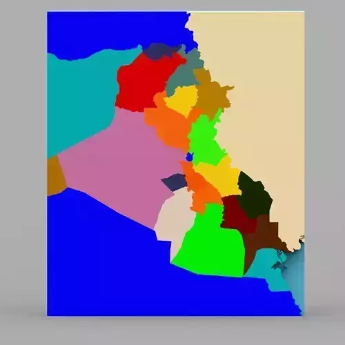 Iraq With Regions Map in 3ds and obj format