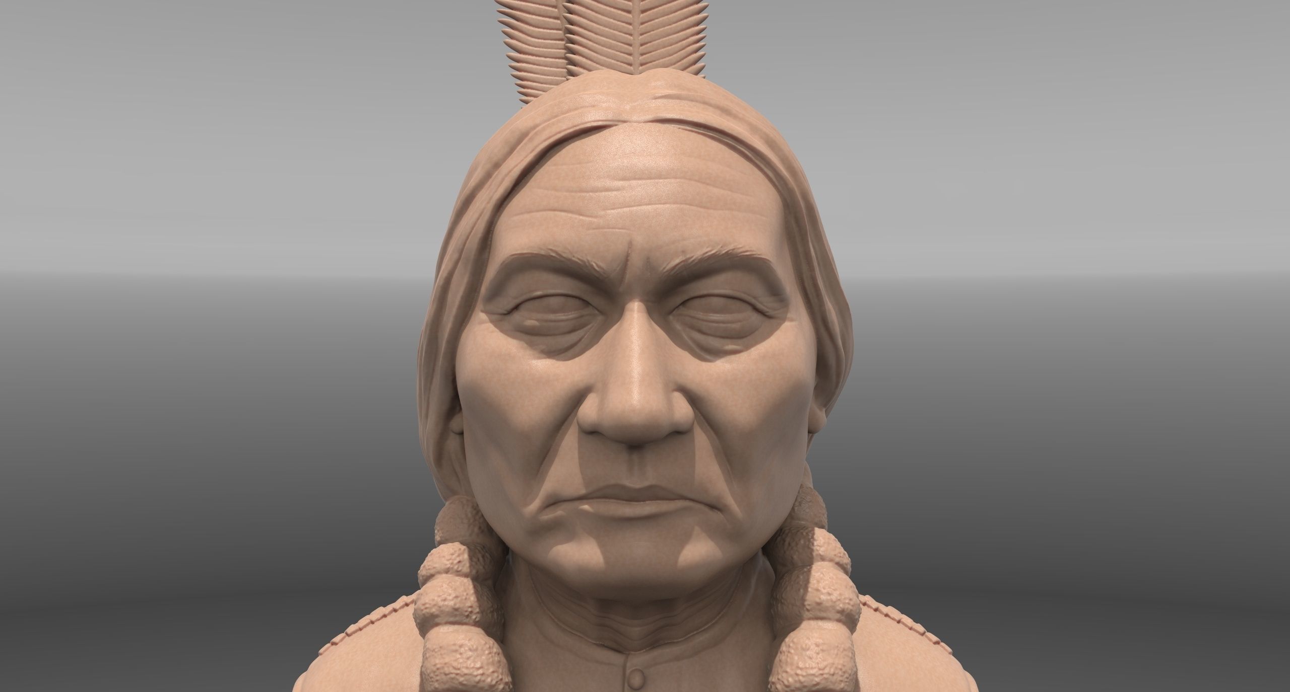 Sitting Bull 3D printable portrait sculpture  3D print model_3