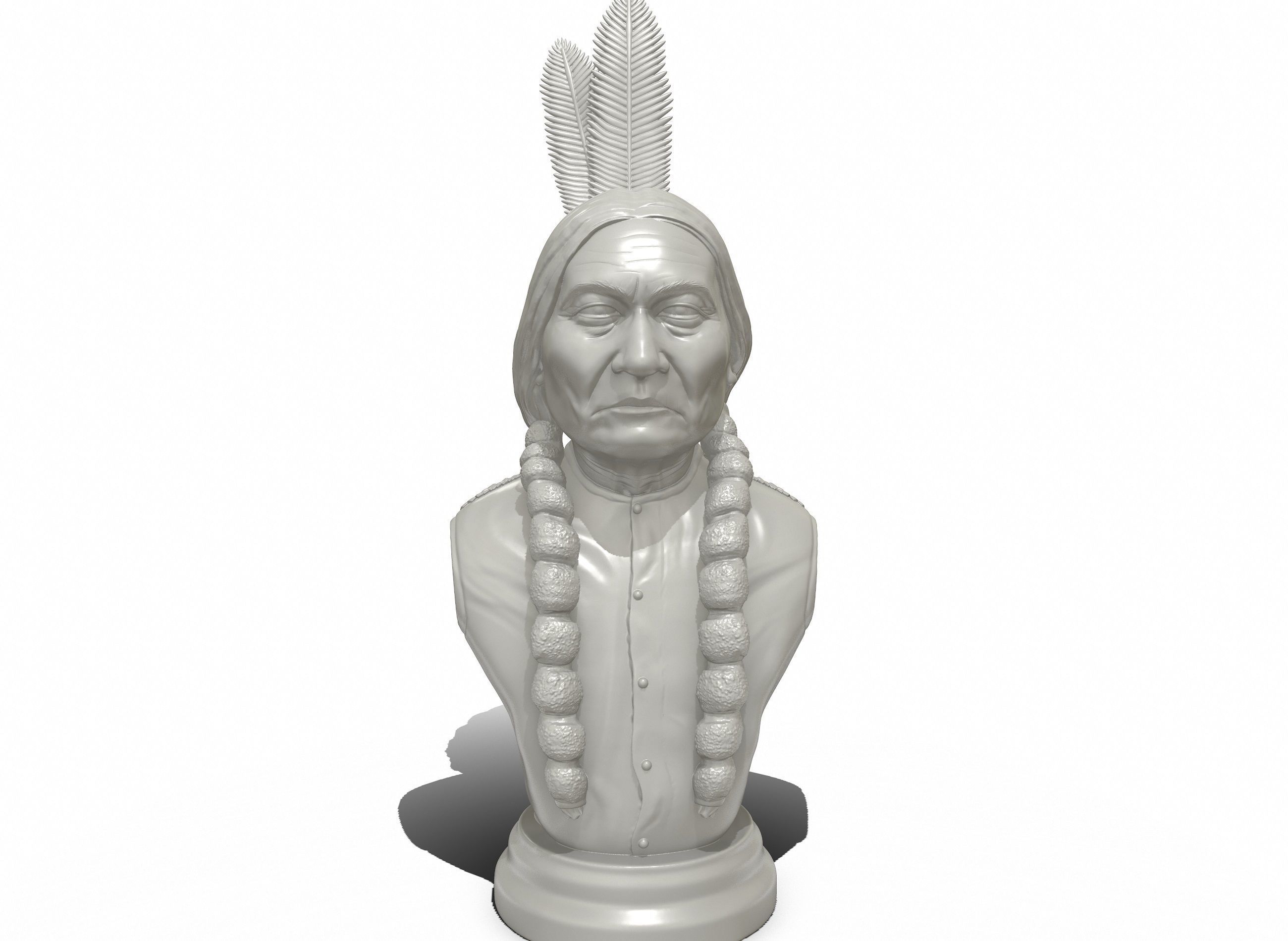 Sitting Bull 3D printable portrait sculpture  3D print model_5