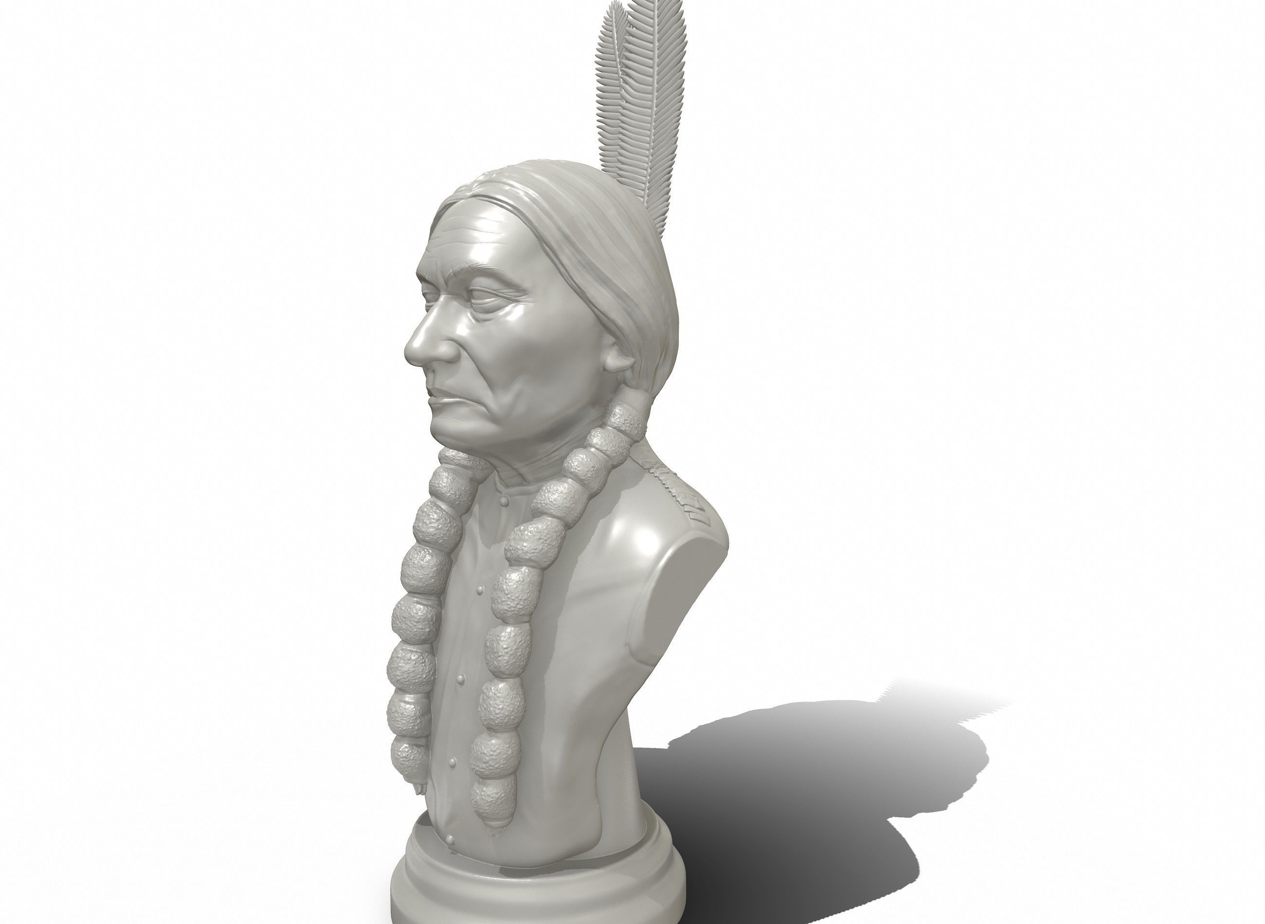 Sitting Bull 3D printable portrait sculpture  3D print model_6
