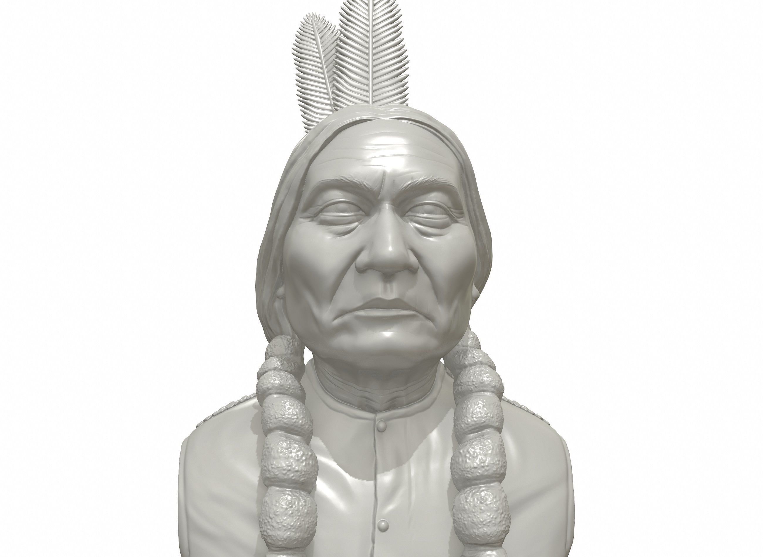 Sitting Bull 3D printable portrait sculpture  3D print model_4