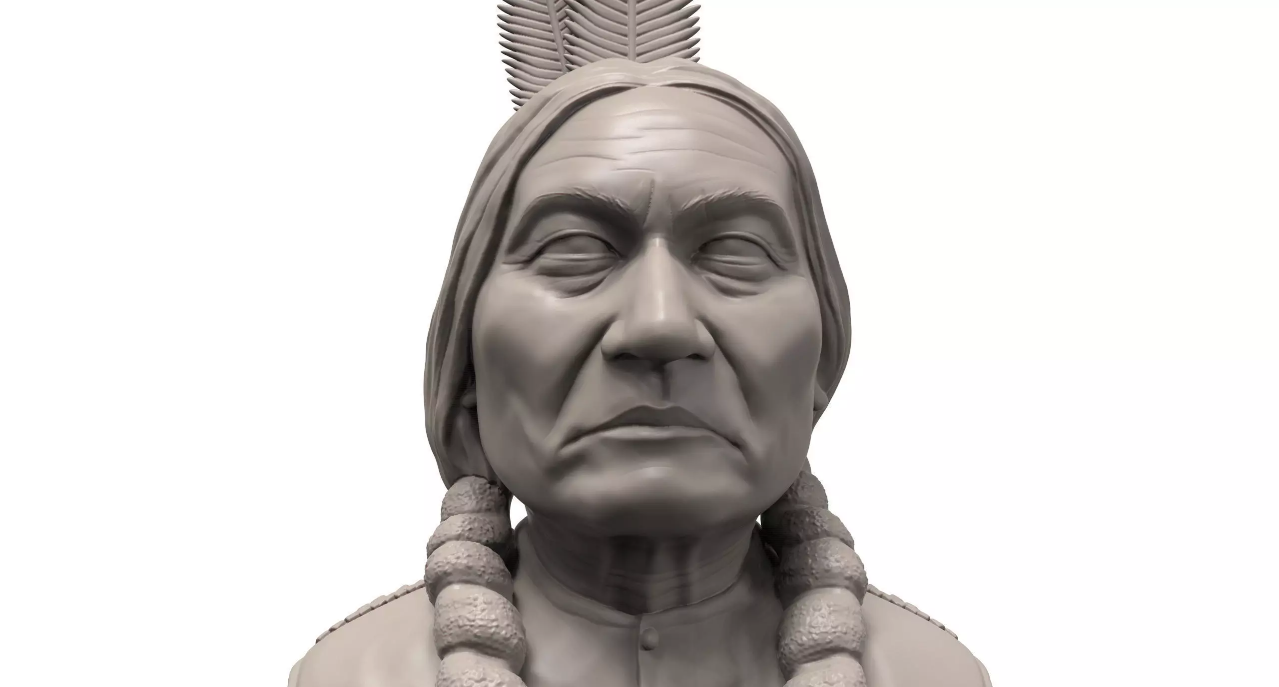 Sitting Bull 3D printable portrait sculpture  3D print model_0