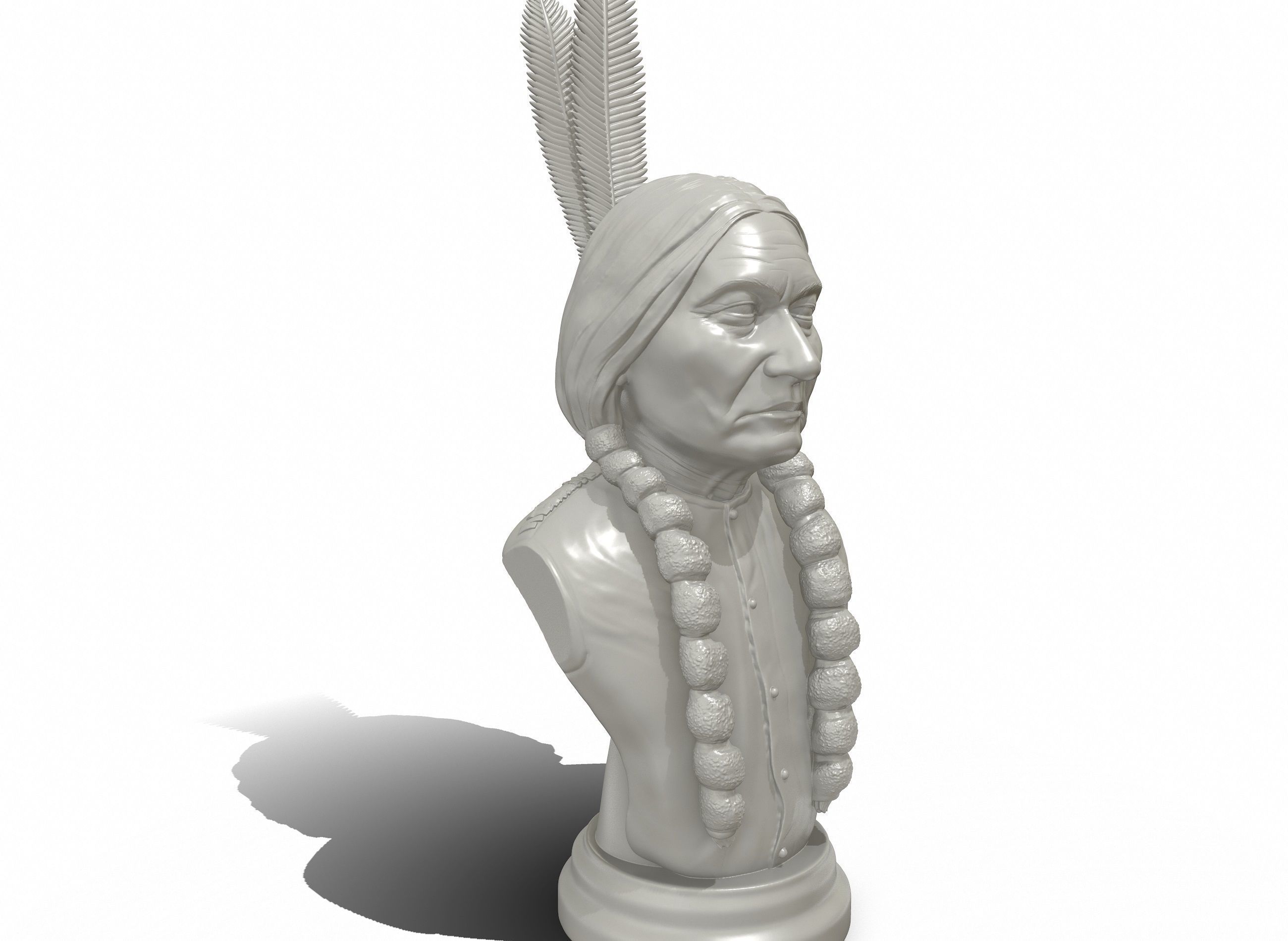 Sitting Bull 3D printable portrait sculpture  3D print model_7