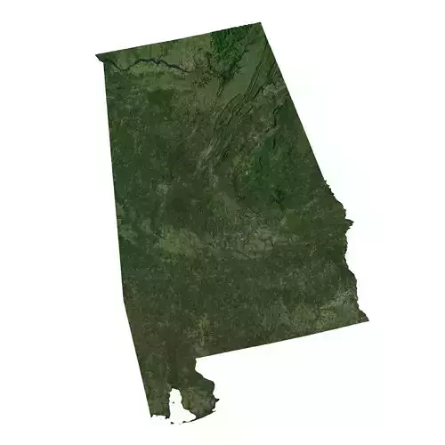 High detailed relief map of Alabama