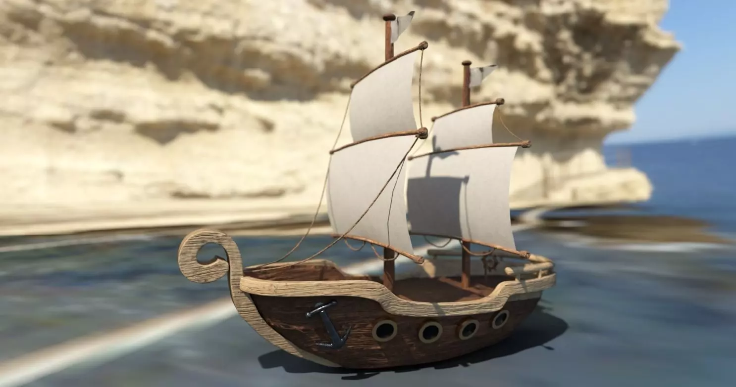 Ship with sails Free 3D model_0