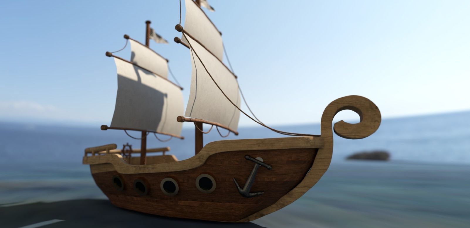 Ship with sails Free 3D model_2