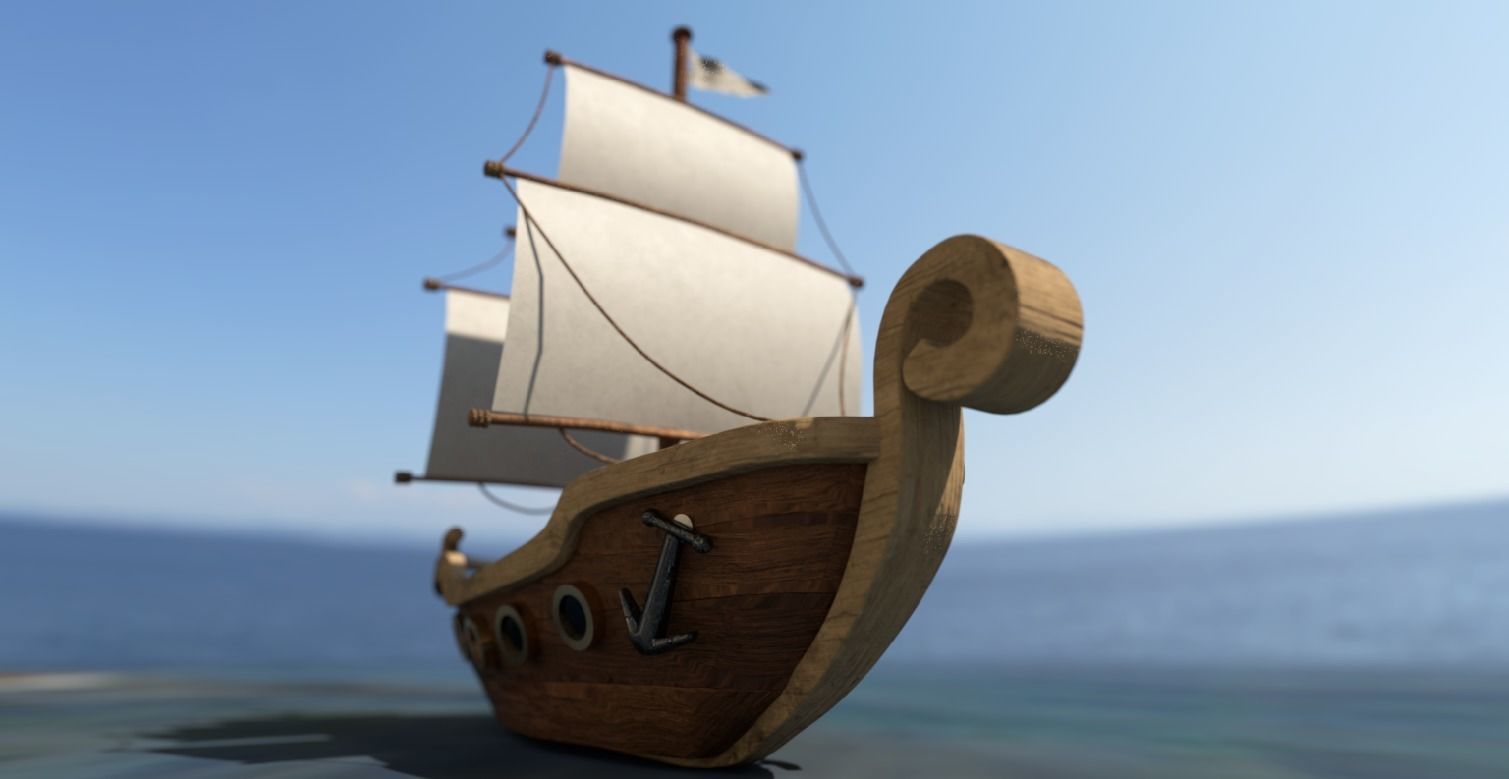 Ship with sails Free 3D model_1