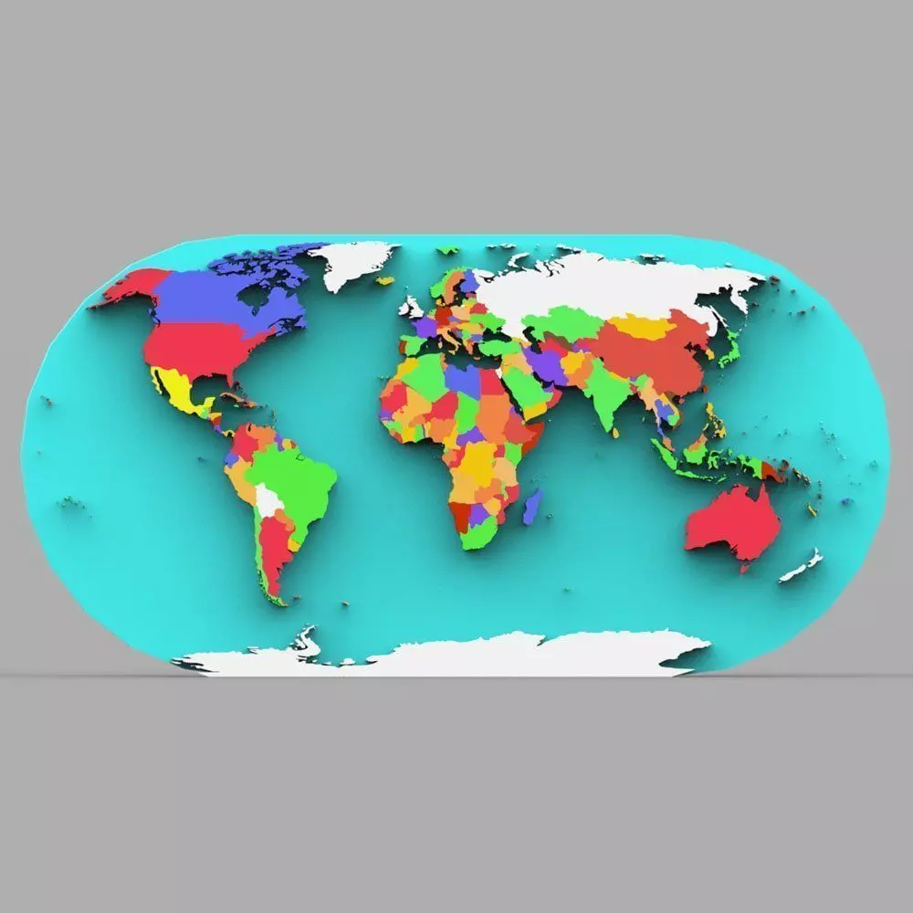 World Map in 3ds and obj format 3D model_0