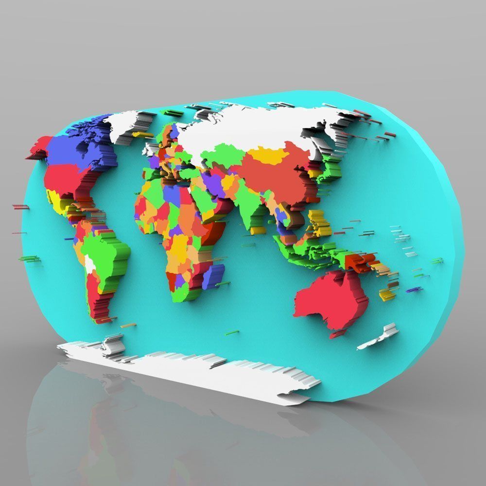 World Map in 3ds and obj format 3D model_1